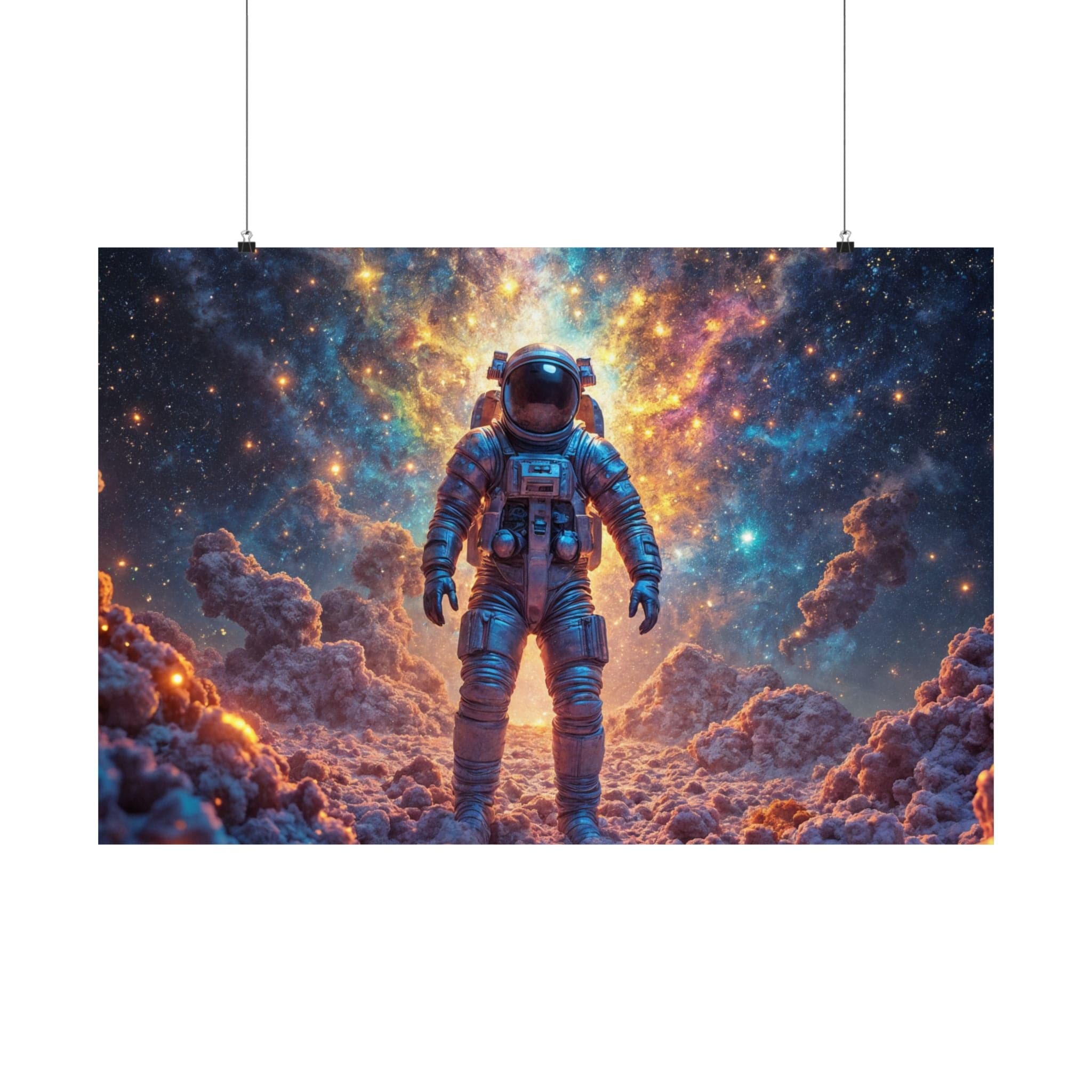 Printify Poster Cosmic Astronaut Poster, Space Wall Art, Bedroom Decor, Home Office Artwork, Unique Astronaut Gift