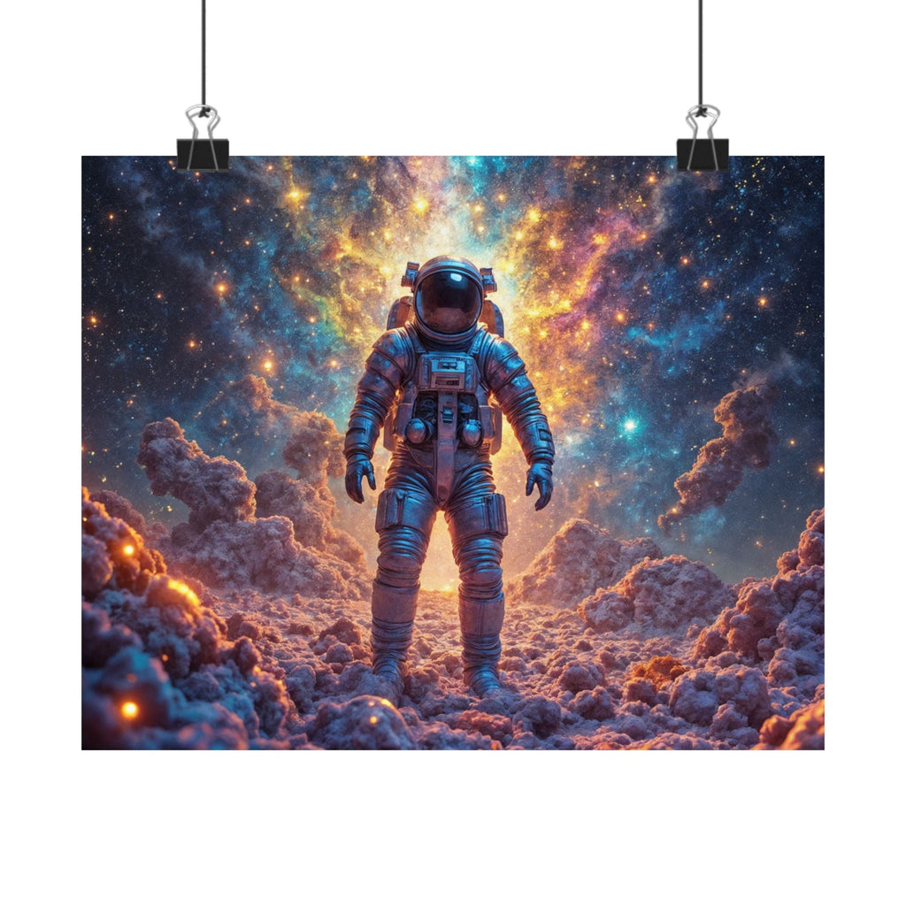 Printify Poster Cosmic Astronaut Poster, Space Wall Art, Bedroom Decor, Home Office Artwork, Unique Astronaut Gift