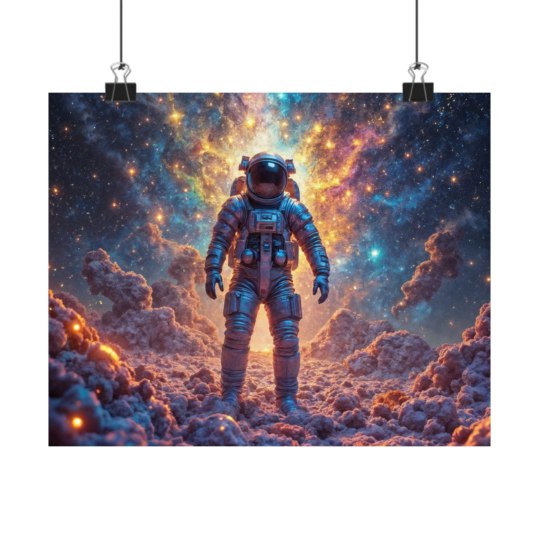 Printify Poster Cosmic Astronaut Poster, Space Wall Art, Bedroom Decor, Home Office Artwork, Unique Astronaut Gift