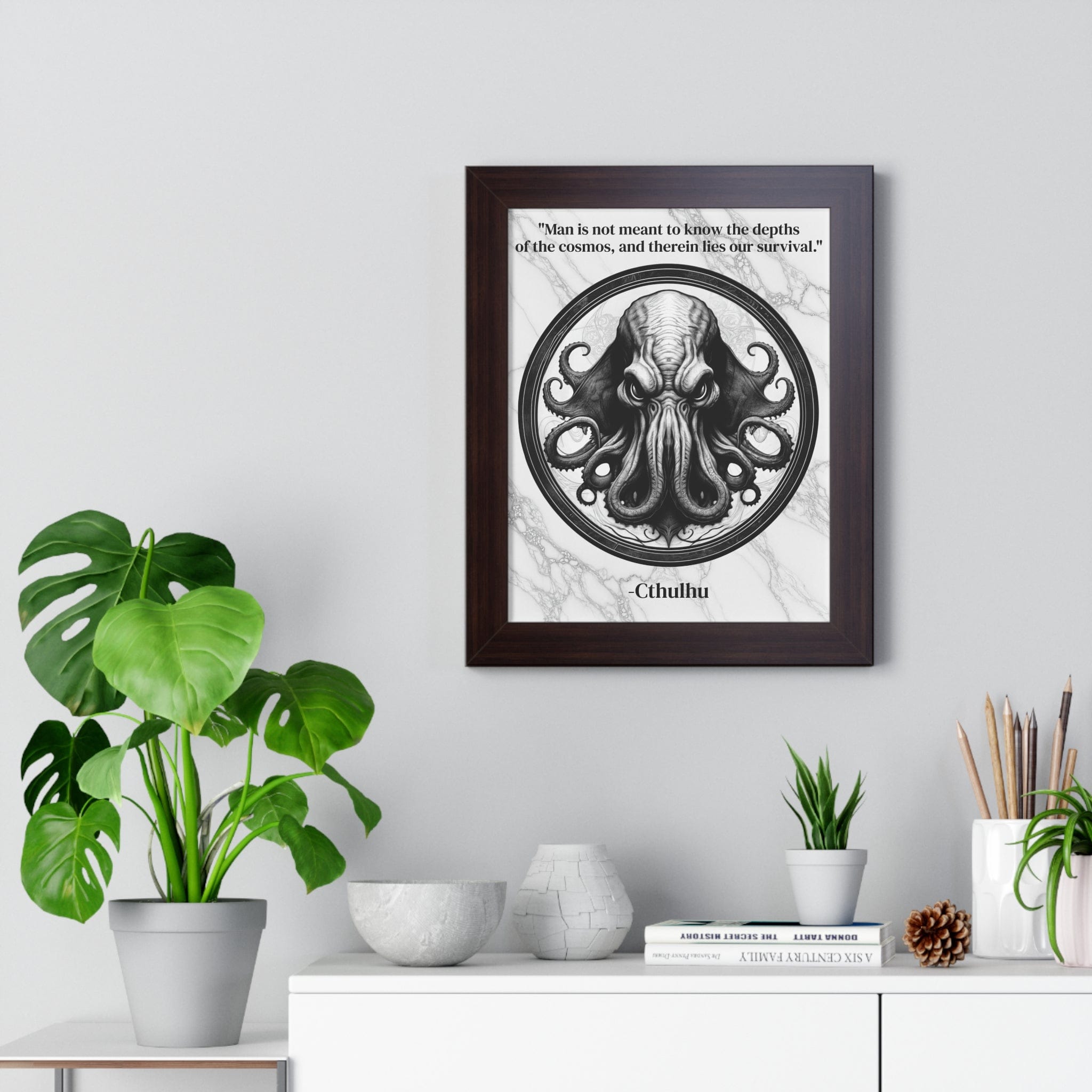 Printify Poster Cthulhu Lovecraft Epic Horror Mythos Framed Wall Art Inspirational Quote for Dark Fantasy Decor - Perfect Gift for Legendary Quest Fans Fan