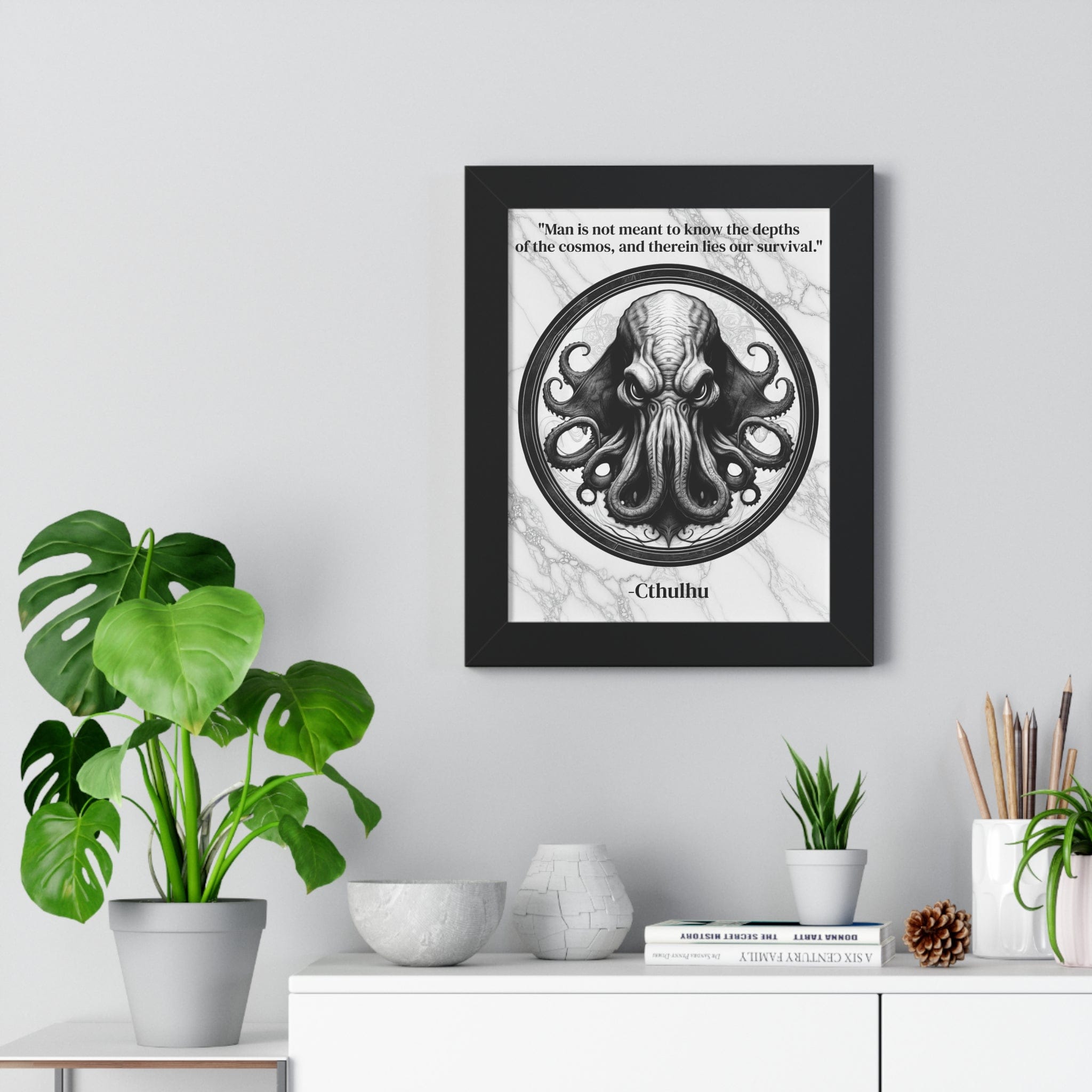 Printify Poster Cthulhu Lovecraft Epic Horror Mythos Framed Wall Art Inspirational Quote for Dark Fantasy Decor - Perfect Gift for Legendary Quest Fans Fan