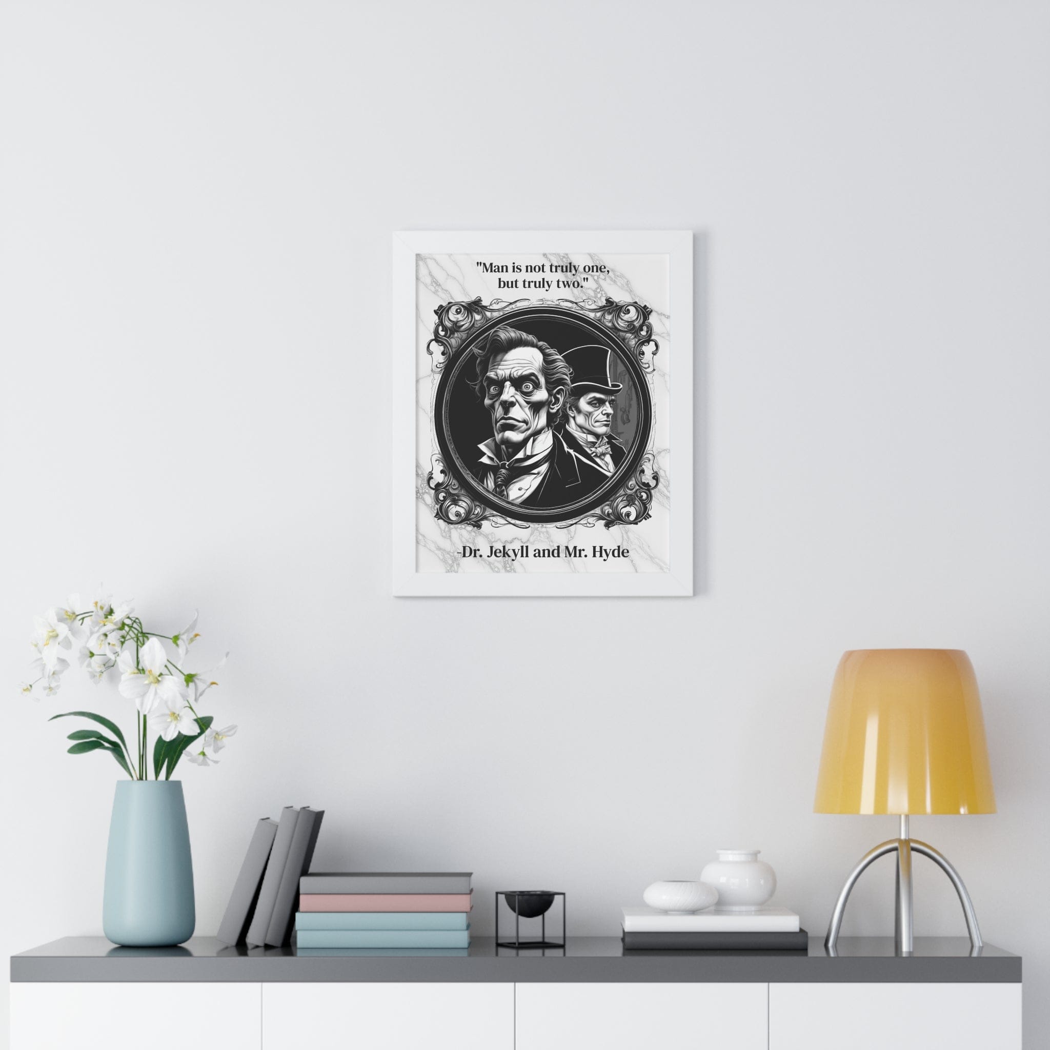 Printify Poster Dr. Jekyll and Mr. Hyde Inspirational Quote Gothic Decor Framed Wall Art for Home Office Gift - Duality Quote Print for Literary Enthusiasts