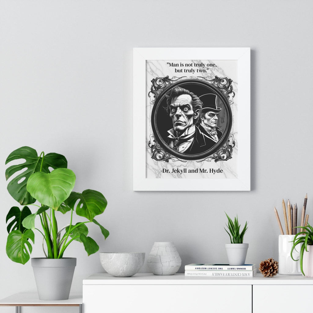 Printify Poster Dr. Jekyll and Mr. Hyde Inspirational Quote Gothic Decor Framed Wall Art for Home Office Gift - Duality Quote Print for Literary Enthusiasts
