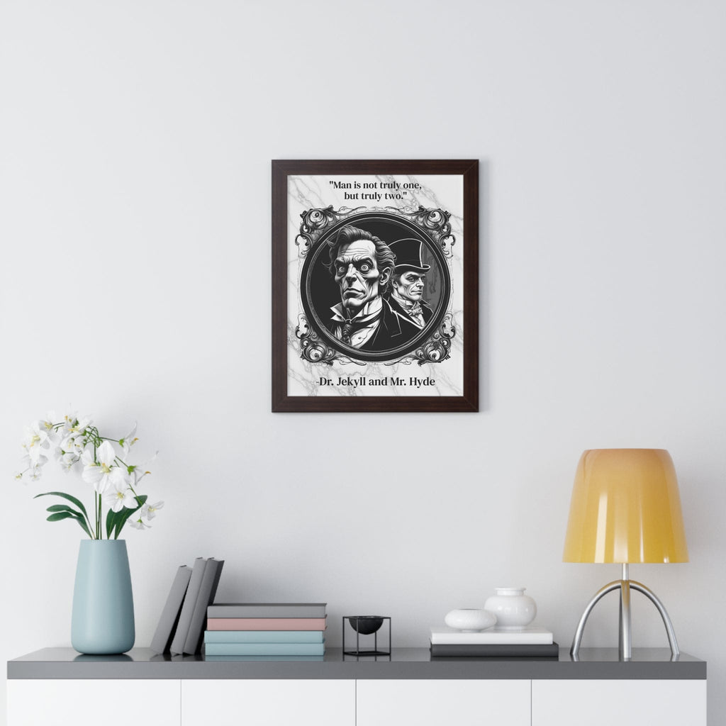 Printify Poster Dr. Jekyll and Mr. Hyde Inspirational Quote Gothic Decor Framed Wall Art for Home Office Gift - Duality Quote Print for Literary Enthusiasts