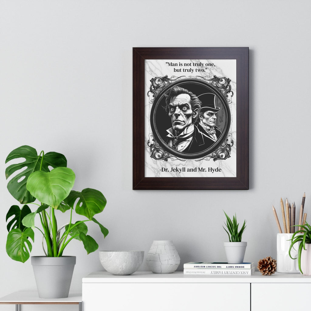 Printify Poster Dr. Jekyll and Mr. Hyde Inspirational Quote Gothic Decor Framed Wall Art for Home Office Gift - Duality Quote Print for Literary Enthusiasts