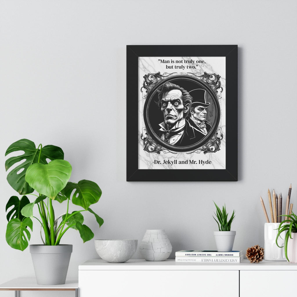 Printify Poster Dr. Jekyll and Mr. Hyde Inspirational Quote Gothic Decor Framed Wall Art for Home Office Gift - Duality Quote Print for Literary Enthusiasts