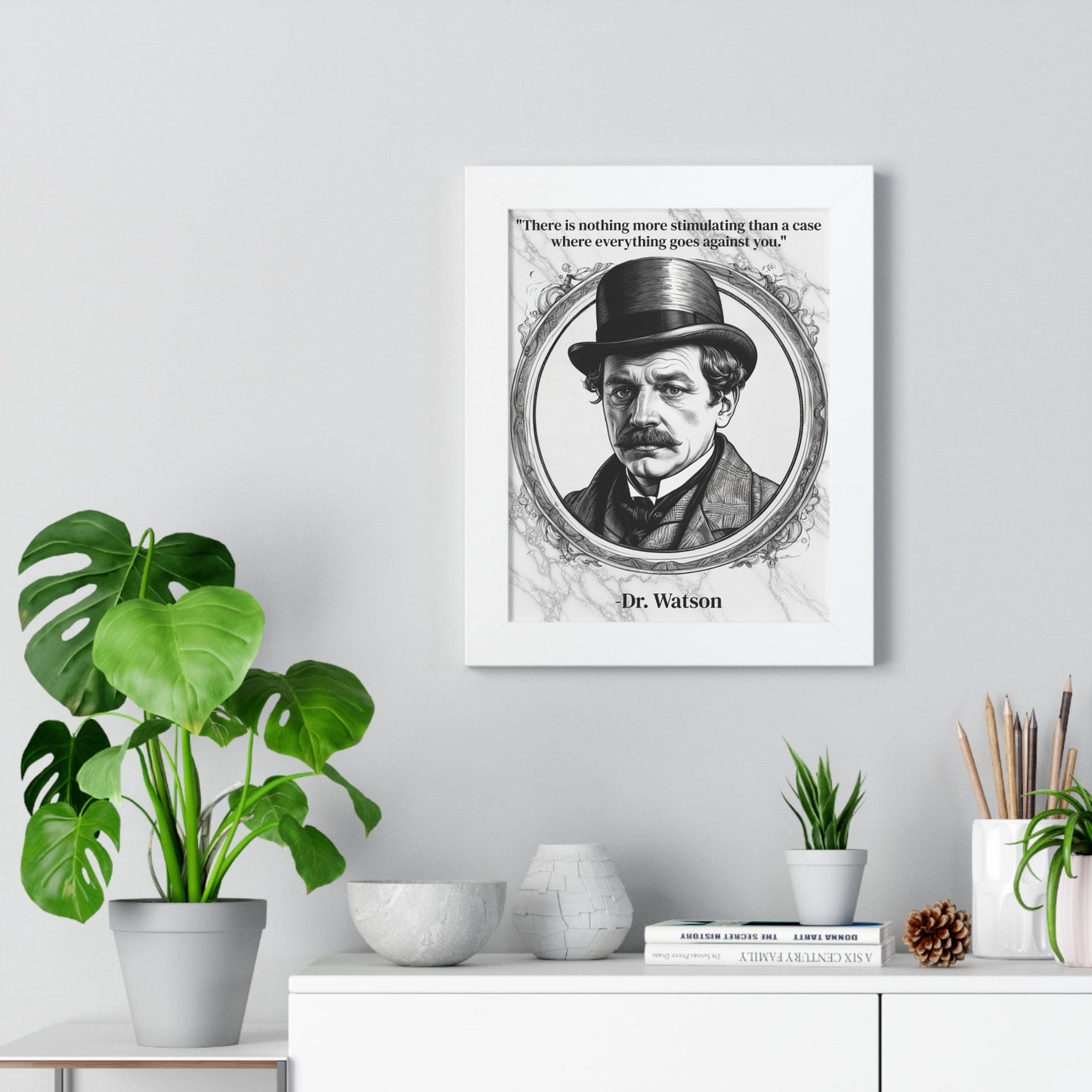 Printify Poster Dr. Watson Inspirational Quote Mystery Lover Decor Framed Wall Art for Home Office Gift - Perfect Quote Print for Fans of Sherlocks Partner