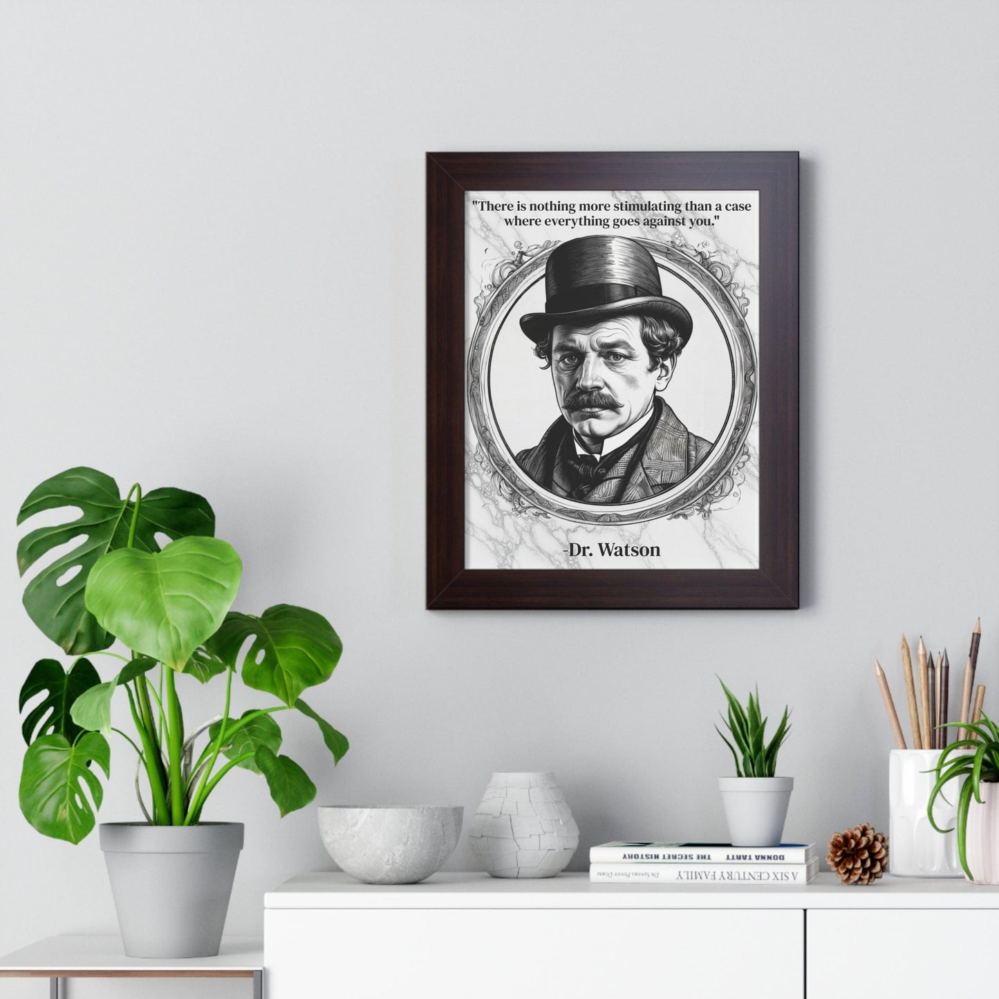 Printify Poster Dr. Watson Inspirational Quote Mystery Lover Decor Framed Wall Art for Home Office Gift - Perfect Quote Print for Fans of Sherlocks Partner