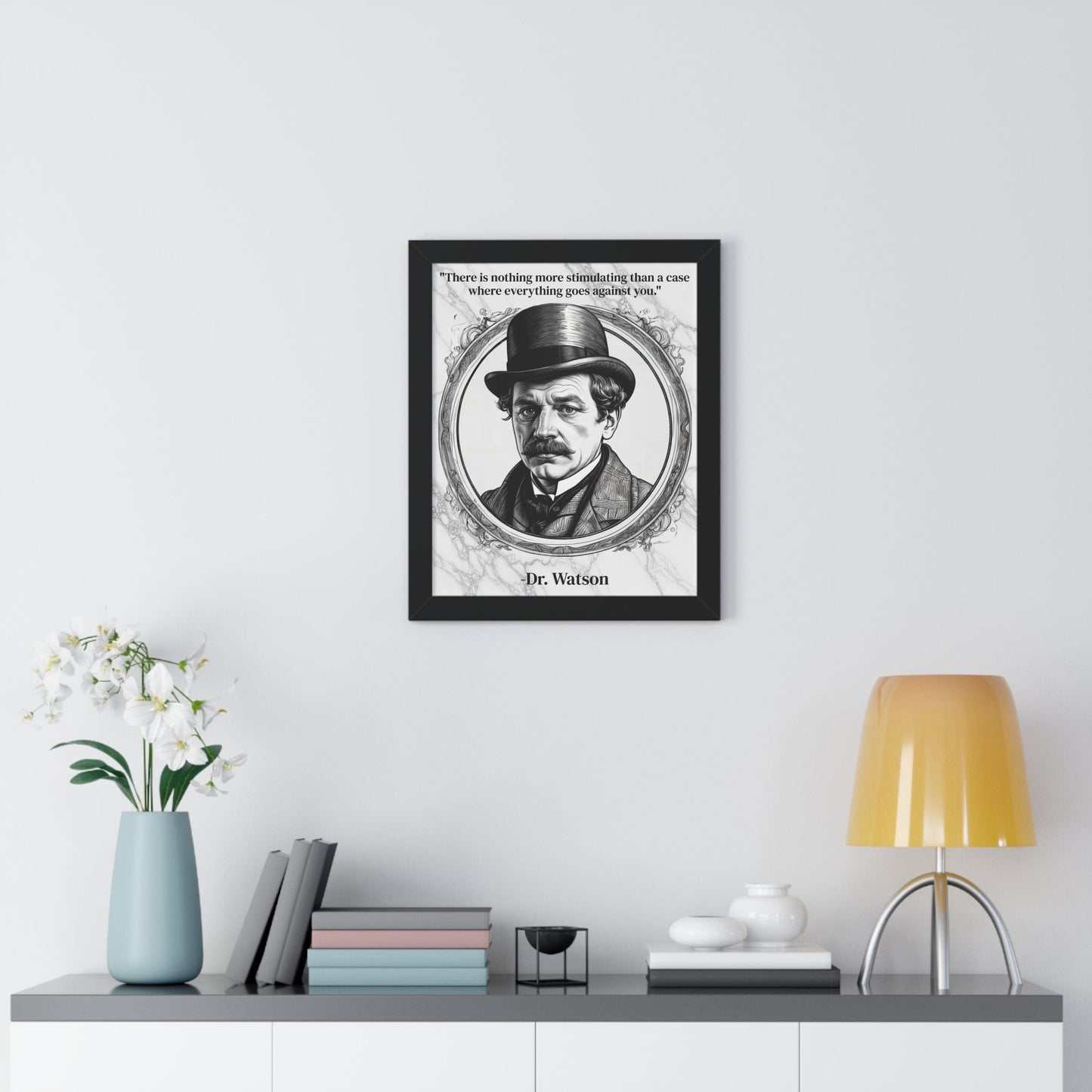 Printify Poster Dr. Watson Inspirational Quote Mystery Lover Decor Framed Wall Art for Home Office Gift - Perfect Quote Print for Fans of Sherlocks Partner