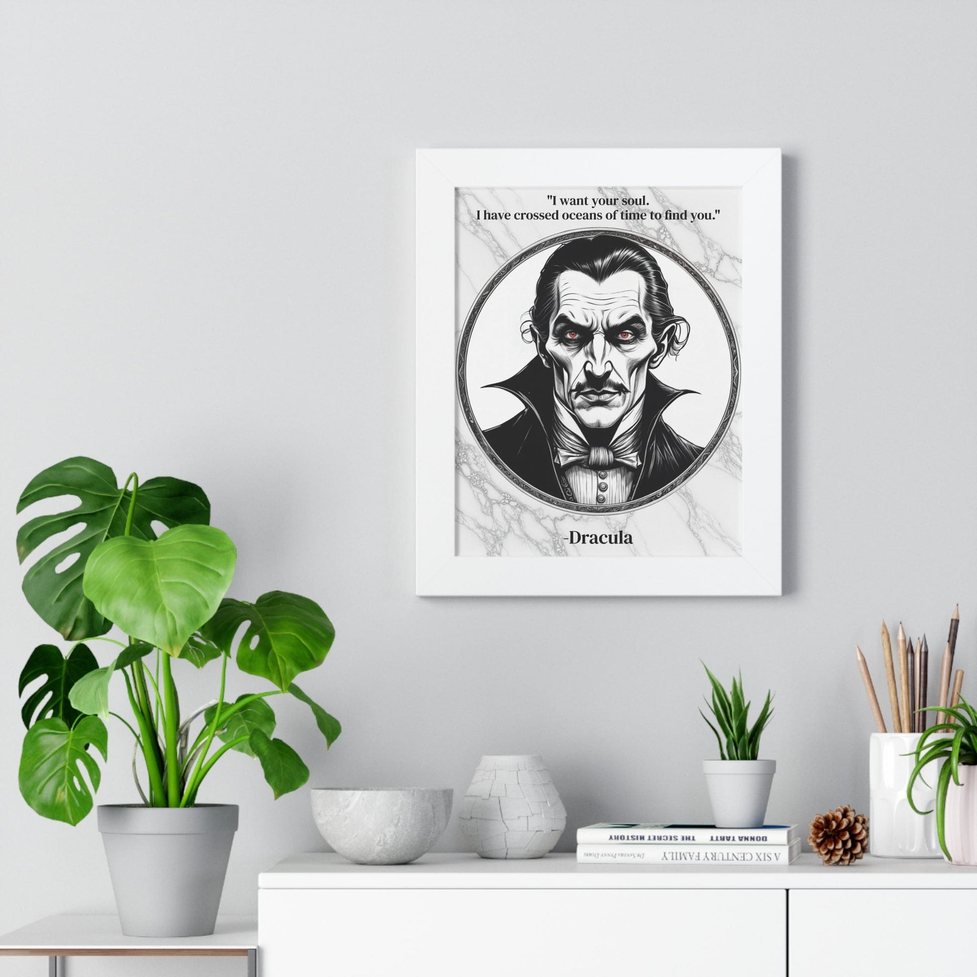 Printify Poster Dracula Inspirational Quote Gothic Decor Framed Wall Art for Home Office Gift - Ideal Vampire Quote Print for Horror Literature Lovers