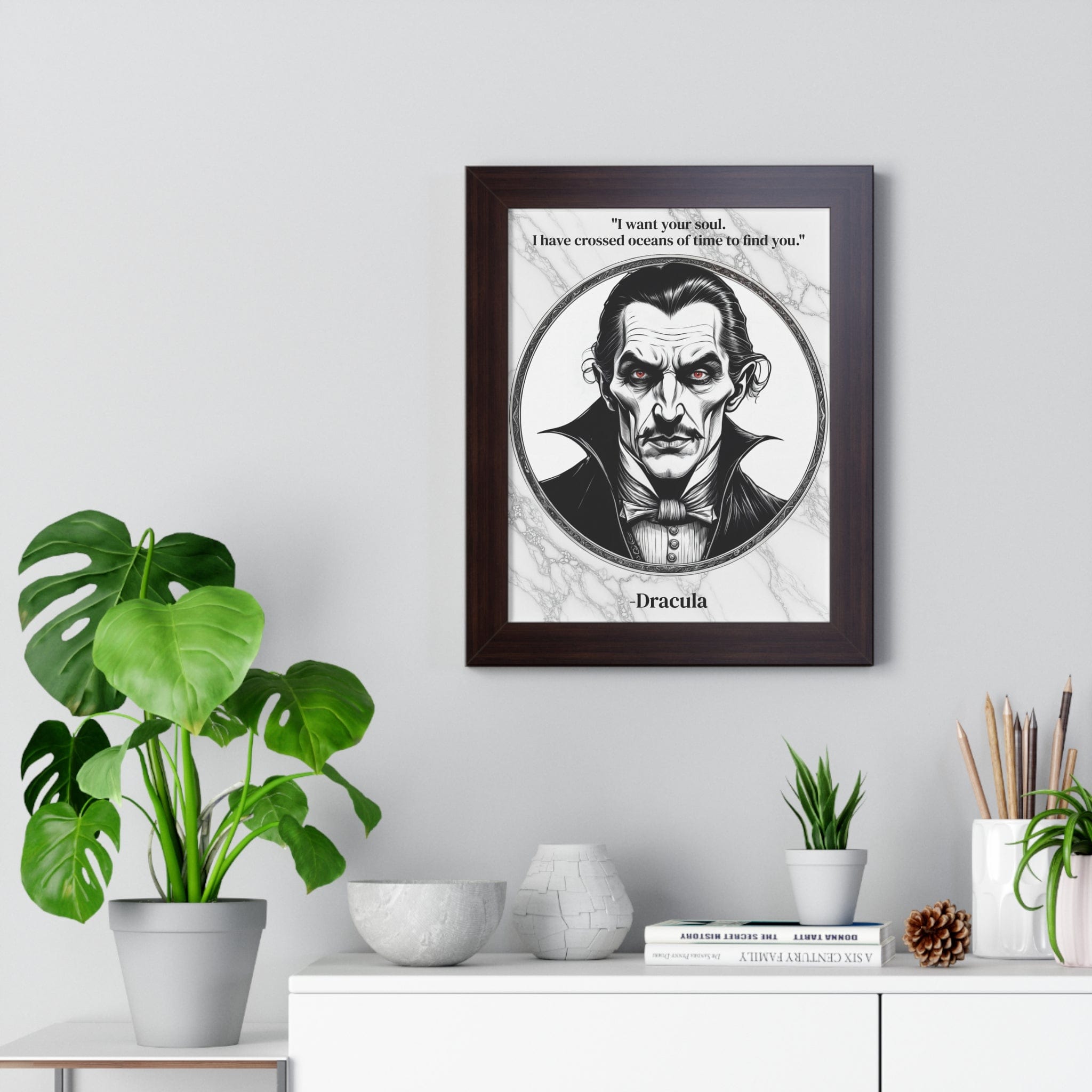 Printify Poster Dracula Inspirational Quote Gothic Decor Framed Wall Art for Home Office Gift - Ideal Vampire Quote Print for Horror Literature Lovers