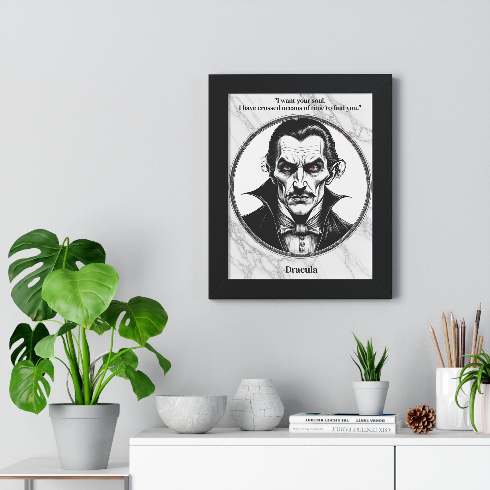 Printify Poster Dracula Inspirational Quote Gothic Decor Framed Wall Art for Home Office Gift - Ideal Vampire Quote Print for Horror Literature Lovers
