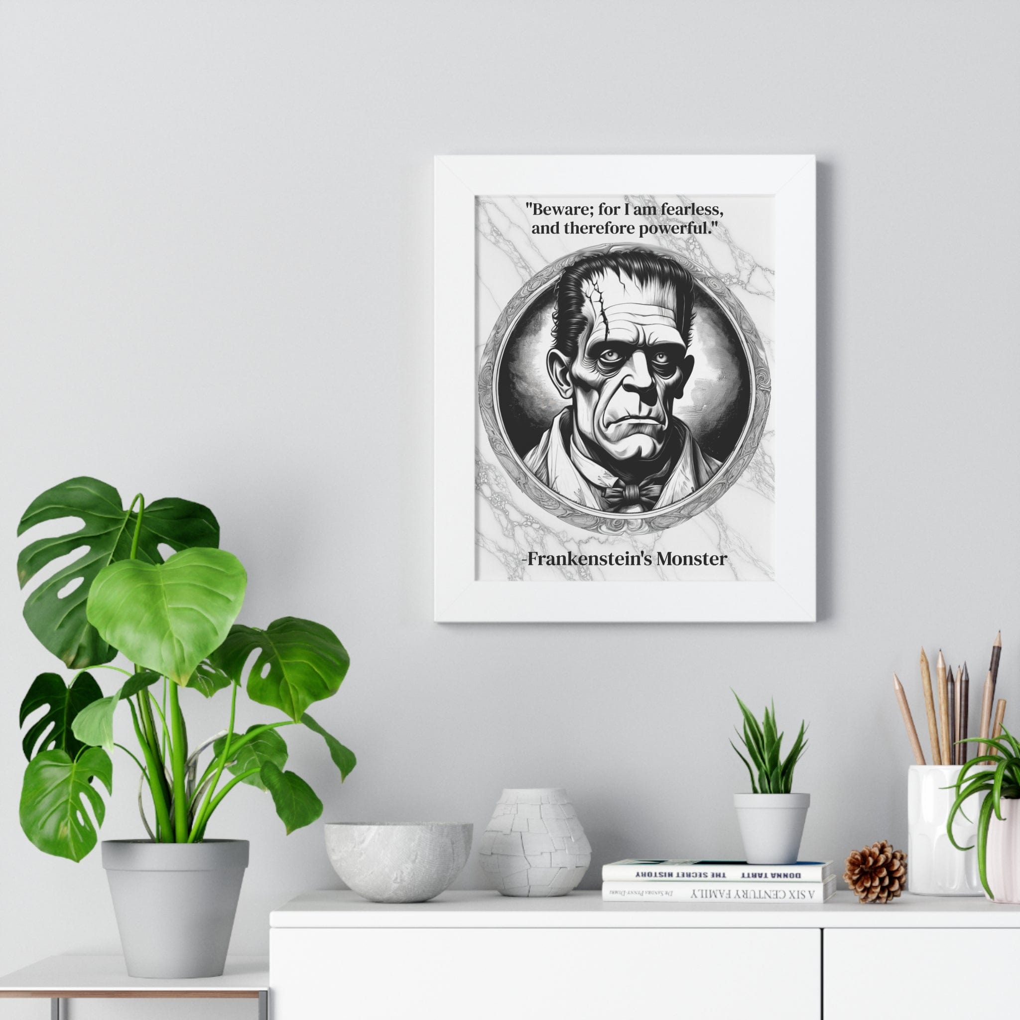 Printify Poster Frankensteins Monster Inspirational Quote Science Fiction Decor Framed Wall Art for Home Office Gift - Perfect Creature Quote Print for Fans