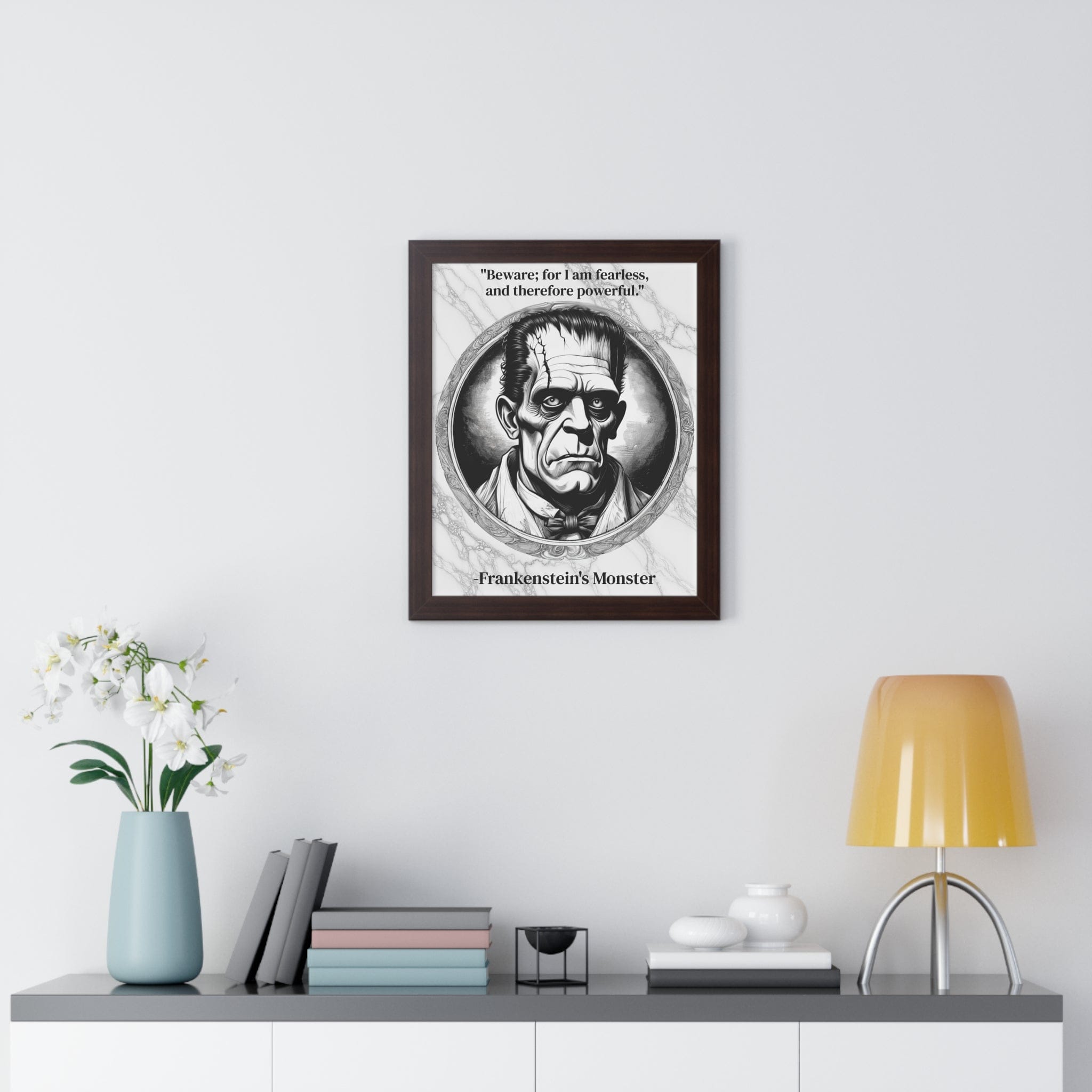 Printify Poster Frankensteins Monster Inspirational Quote Science Fiction Decor Framed Wall Art for Home Office Gift - Perfect Creature Quote Print for Fans