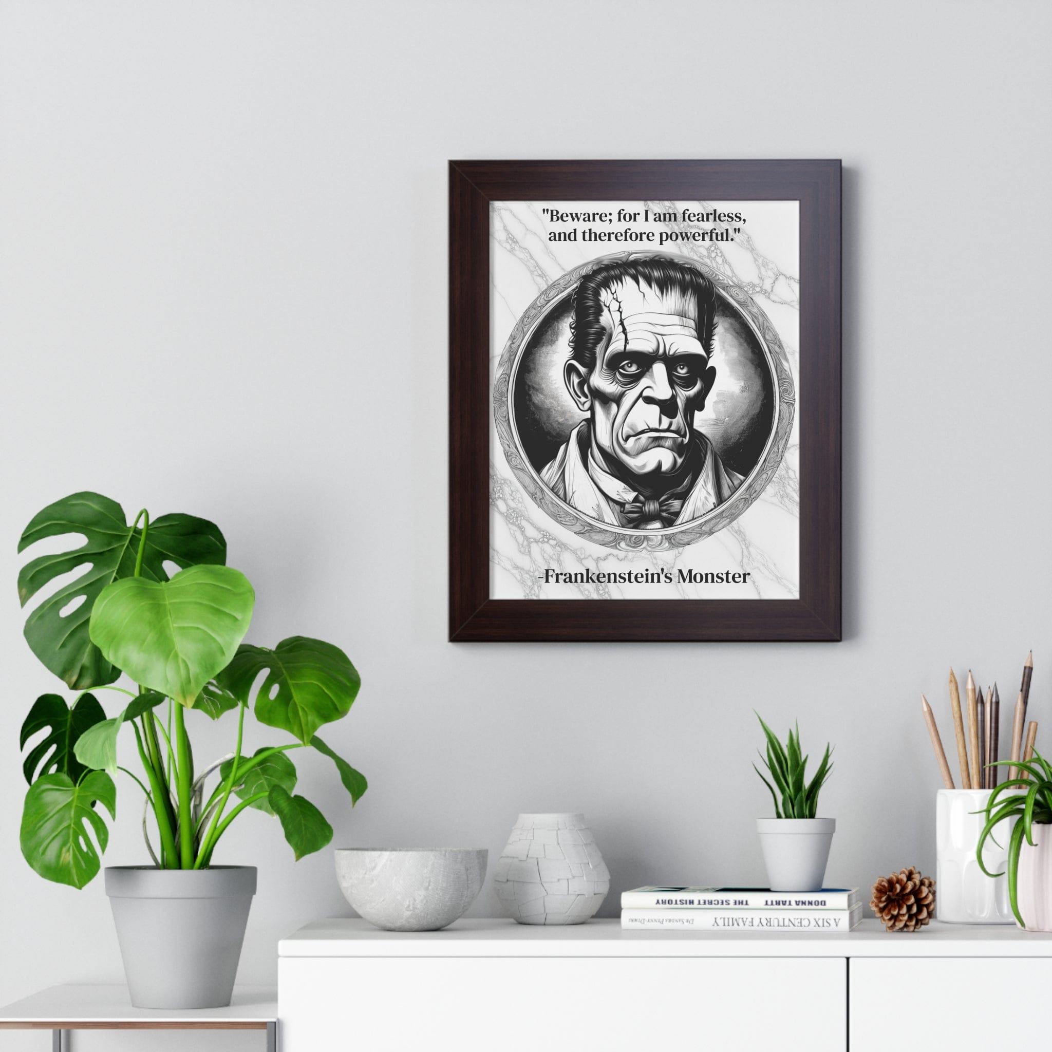 Printify Poster Frankensteins Monster Inspirational Quote Science Fiction Decor Framed Wall Art for Home Office Gift - Perfect Creature Quote Print for Fans