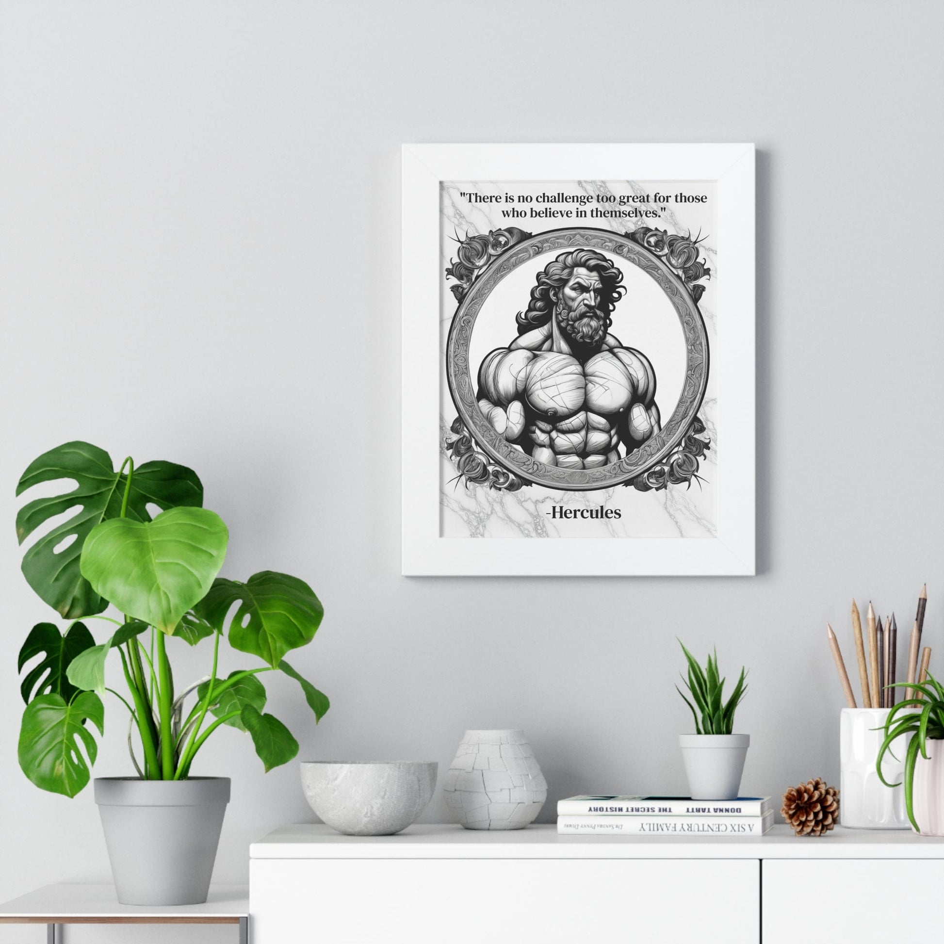Printify Poster Hercules Inspirational Quote Strength Framed Wall Art for Fitness Motivation Home Decor - Perfect Gift for Workout Enthusiasts Fans