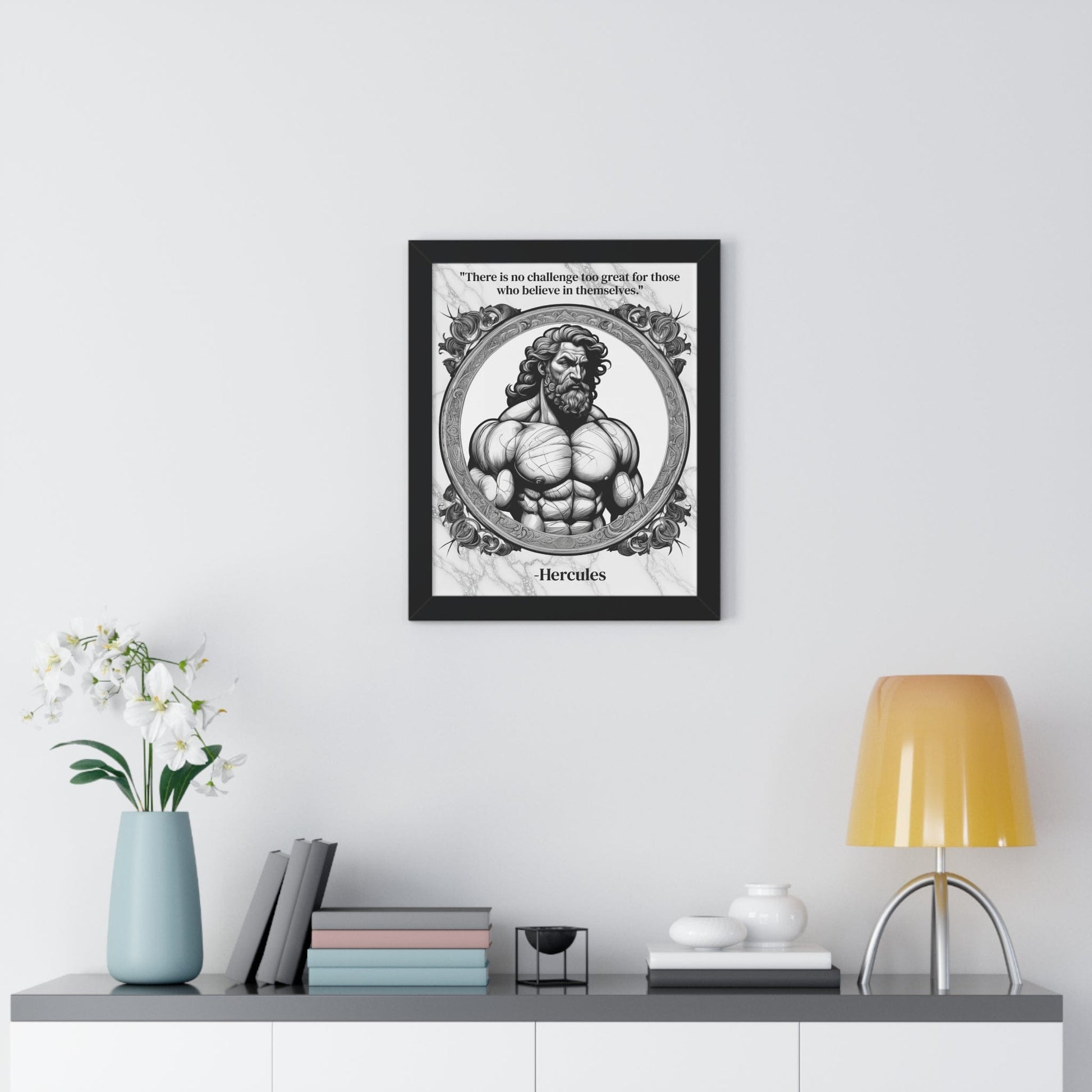 Printify Poster Hercules Inspirational Quote Strength Framed Wall Art for Fitness Motivation Home Decor - Perfect Gift for Workout Enthusiasts Fans