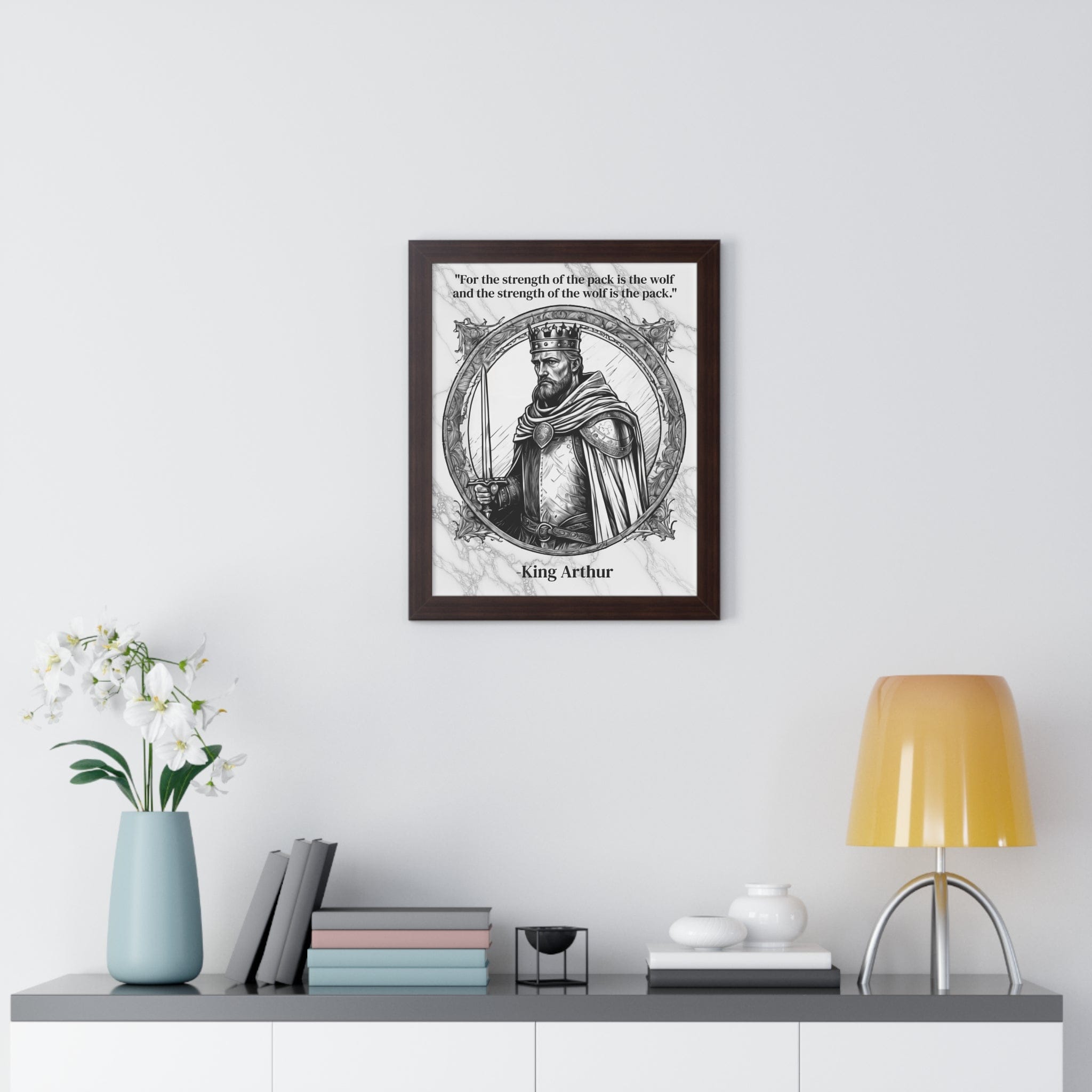 Printify Poster King Arthur Knights Templar Inspirational Framed Wall Art Quote for Fantasy Lovers Castle Decor - Great Gift for Medieval History Fans