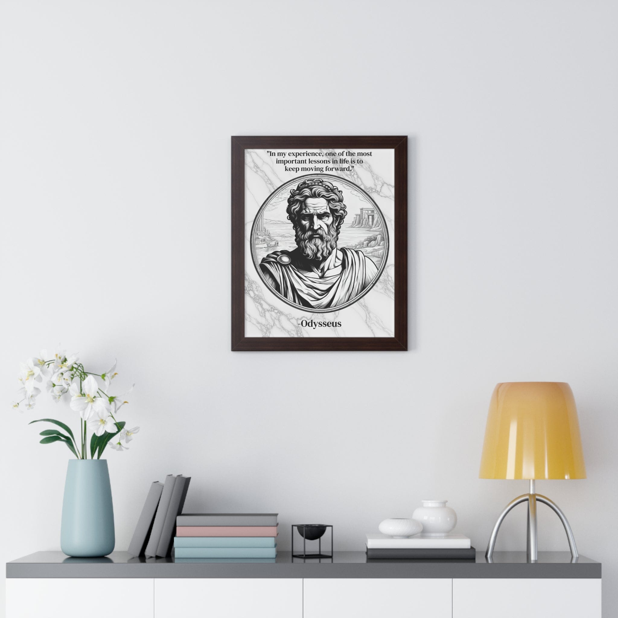 Printify Poster Odysseus Adventure Traveler Inspirational Framed Wall Art Quote for Literary Lovers Hero Decor - Perfect Gift for Epic Poetry Book Fans