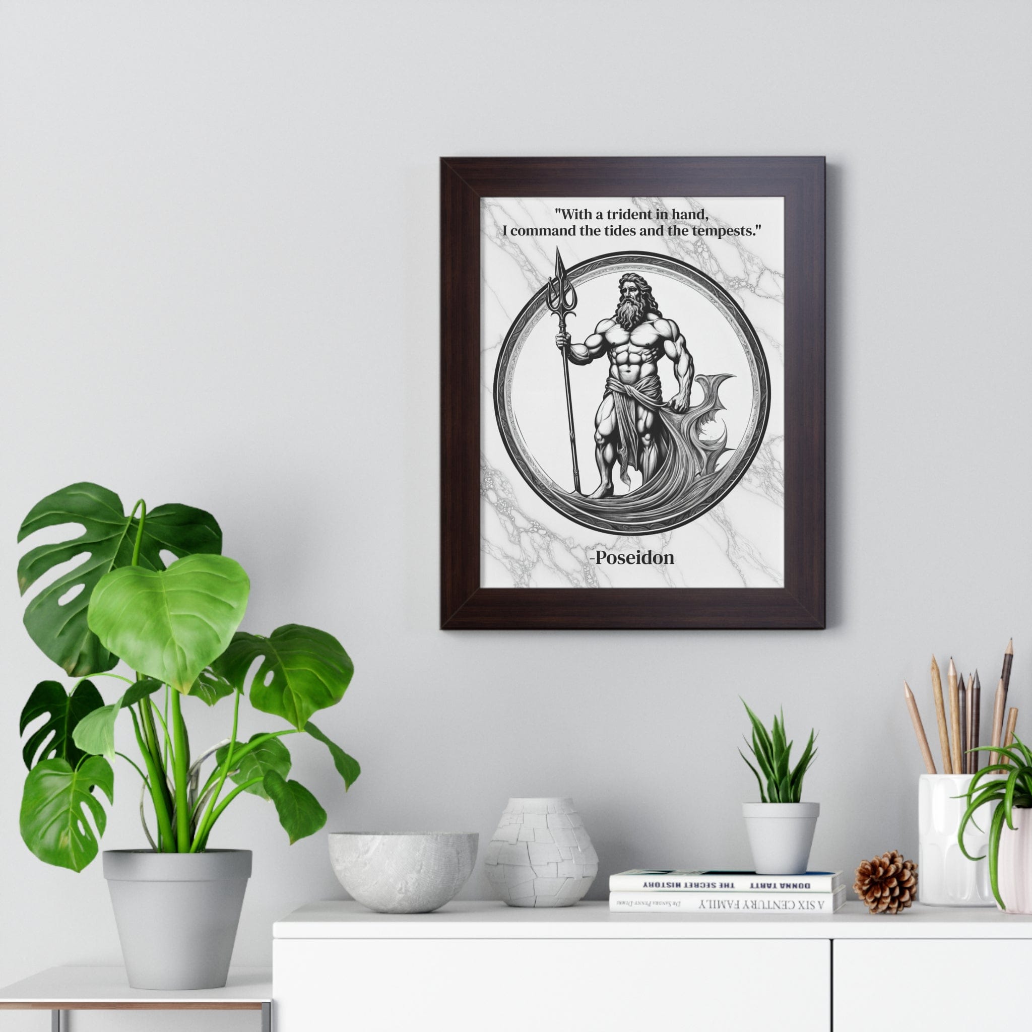 Printify Poster Poseidon Trident Ocean Wave Inspirational Framed Wall Art Quote for Epic Coastal Home Decor - Great Gift for Beach Lovers Sea Spirit Fans