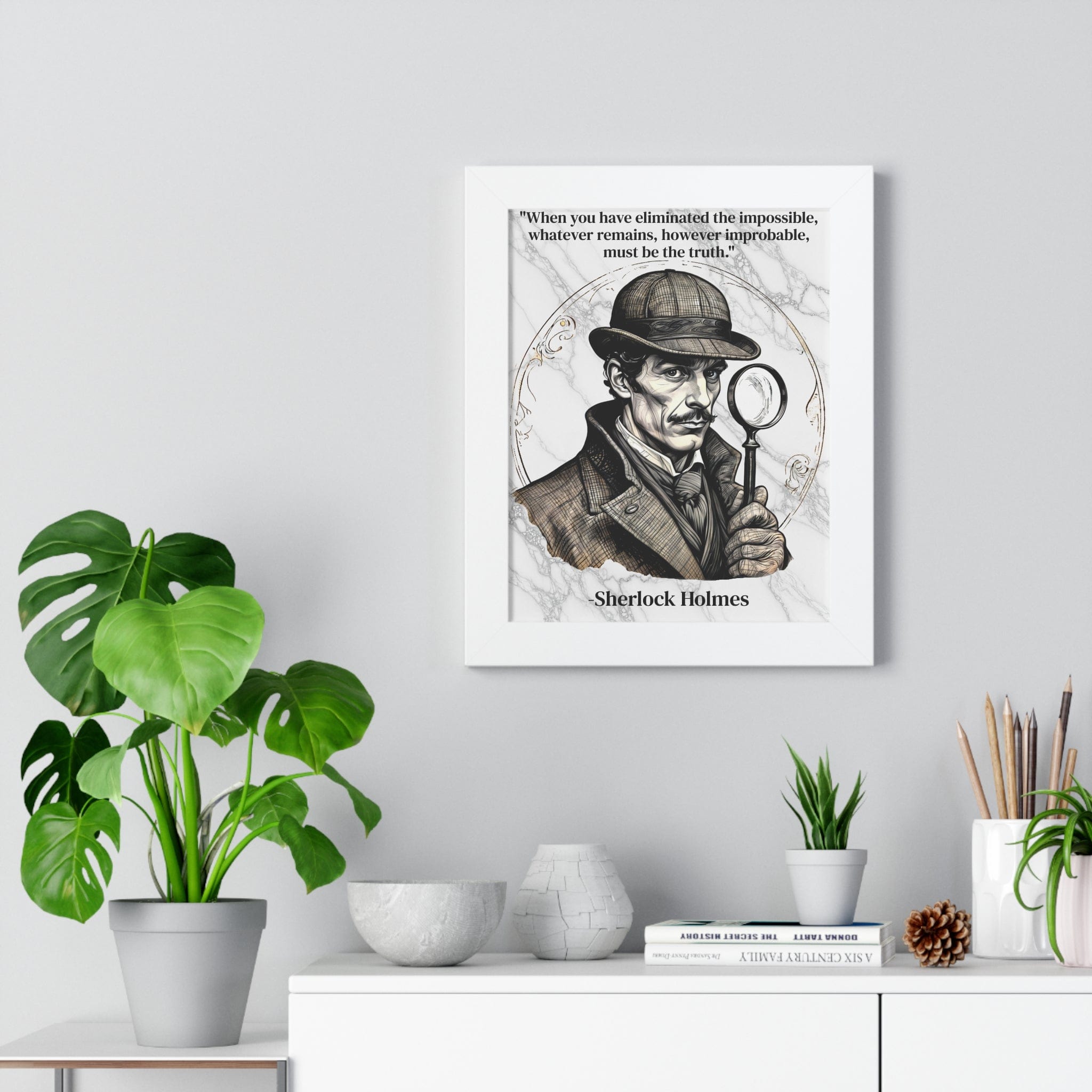 Printify Poster Sherlock Holmes Inspirational Quote Mystery Lover Decor Framed Wall Art for Home Office Gift - Perfect Detective Quote Print for Fans