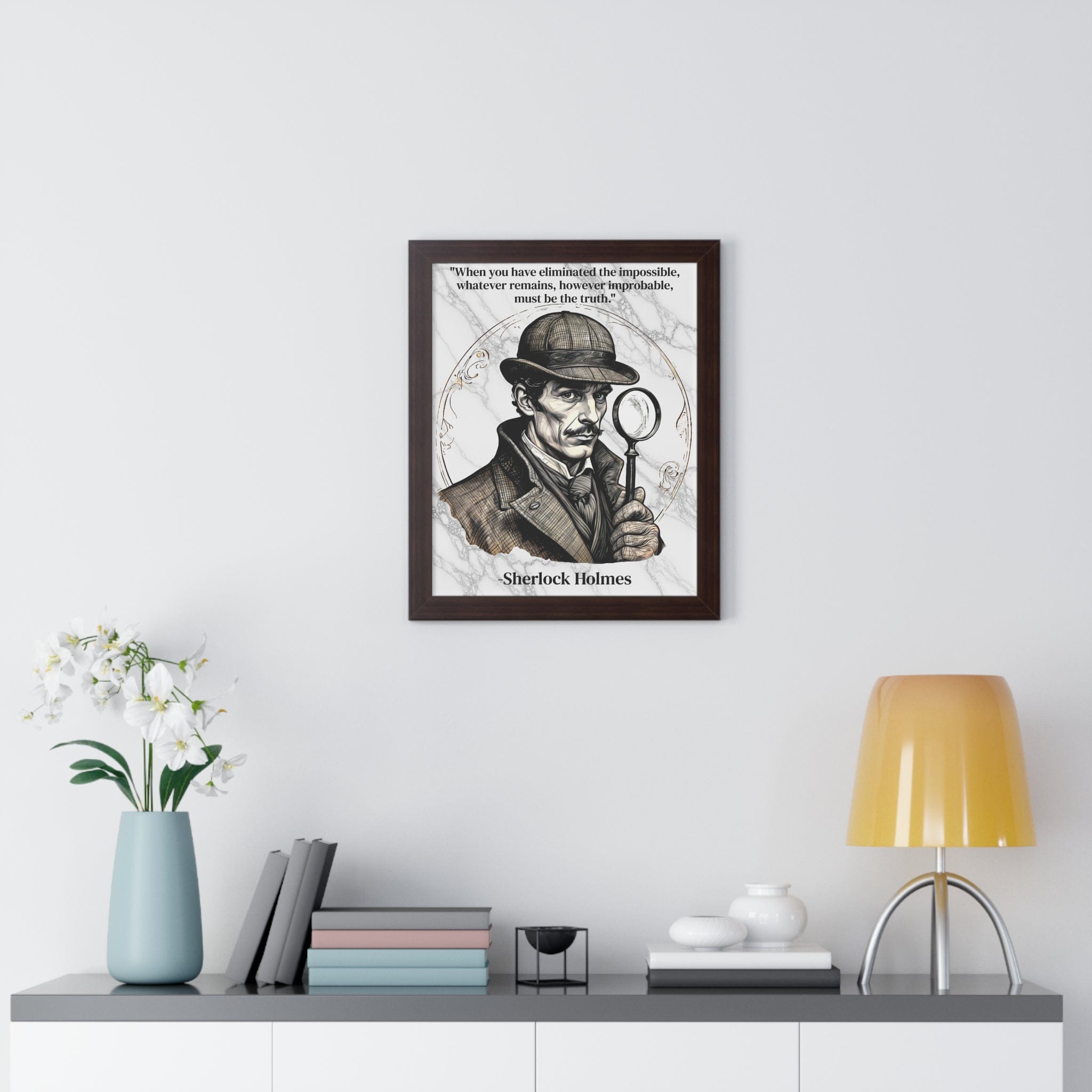 Printify Poster Sherlock Holmes Inspirational Quote Mystery Lover Decor Framed Wall Art for Home Office Gift - Perfect Detective Quote Print for Fans