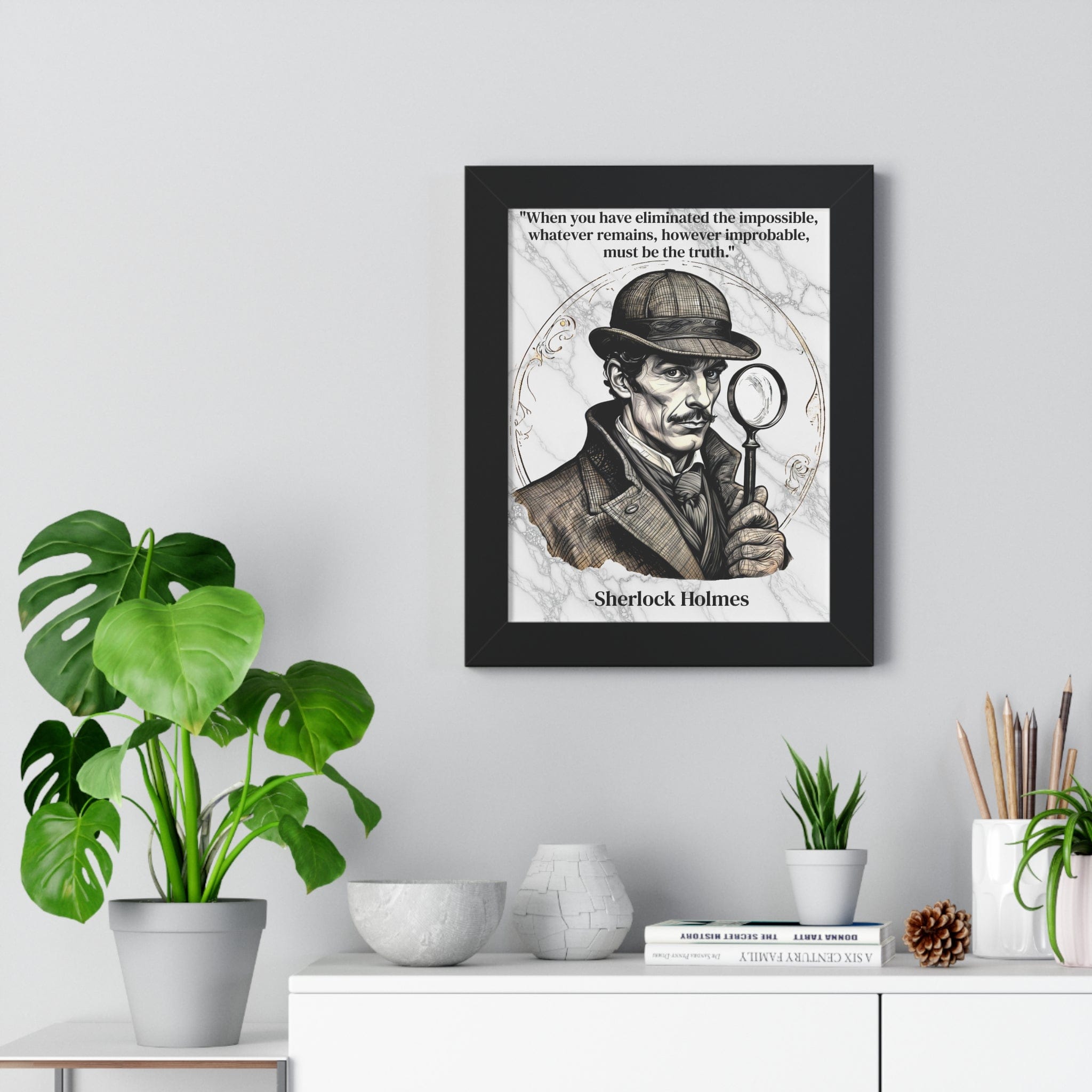 Printify Poster Sherlock Holmes Inspirational Quote Mystery Lover Decor Framed Wall Art for Home Office Gift - Perfect Detective Quote Print for Fans
