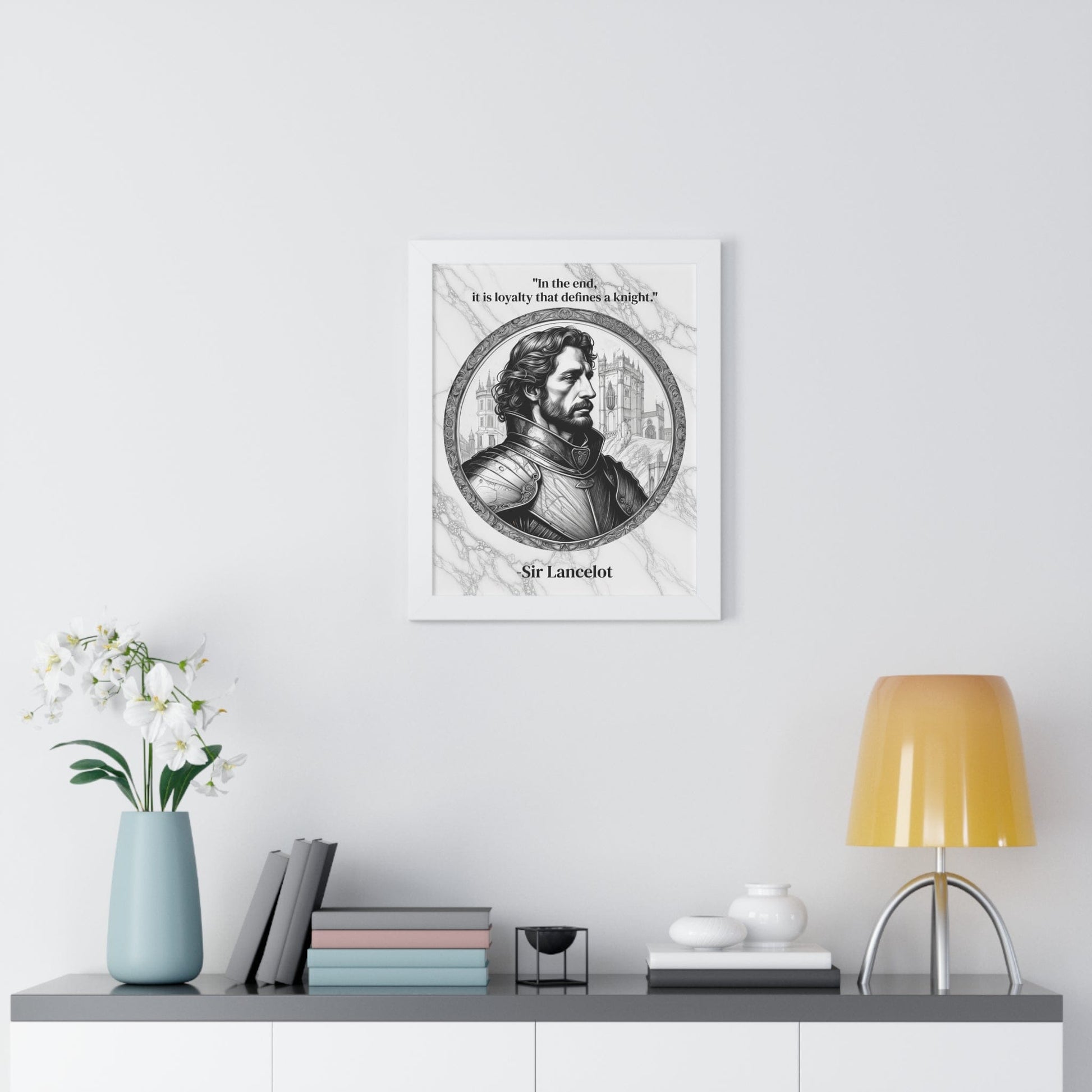 Printify Poster Sir Lancelot Chivalry Code Knights Honor Framed Wall Art Inspirational Quote for Knights Templar Decor - Unique Gift for History Lovers Fans