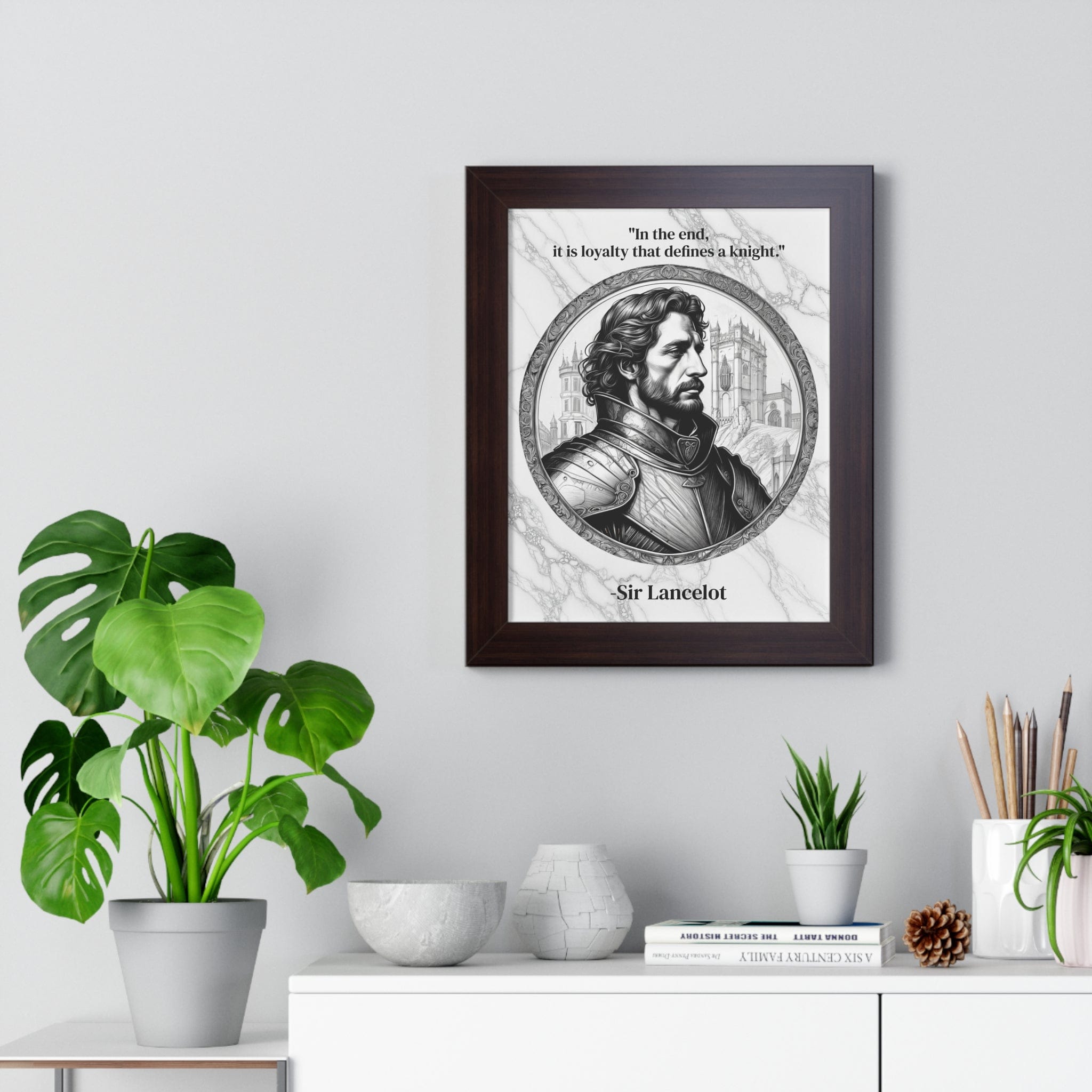 Printify Poster Sir Lancelot Chivalry Code Knights Honor Framed Wall Art Inspirational Quote for Knights Templar Decor - Unique Gift for History Lovers Fans