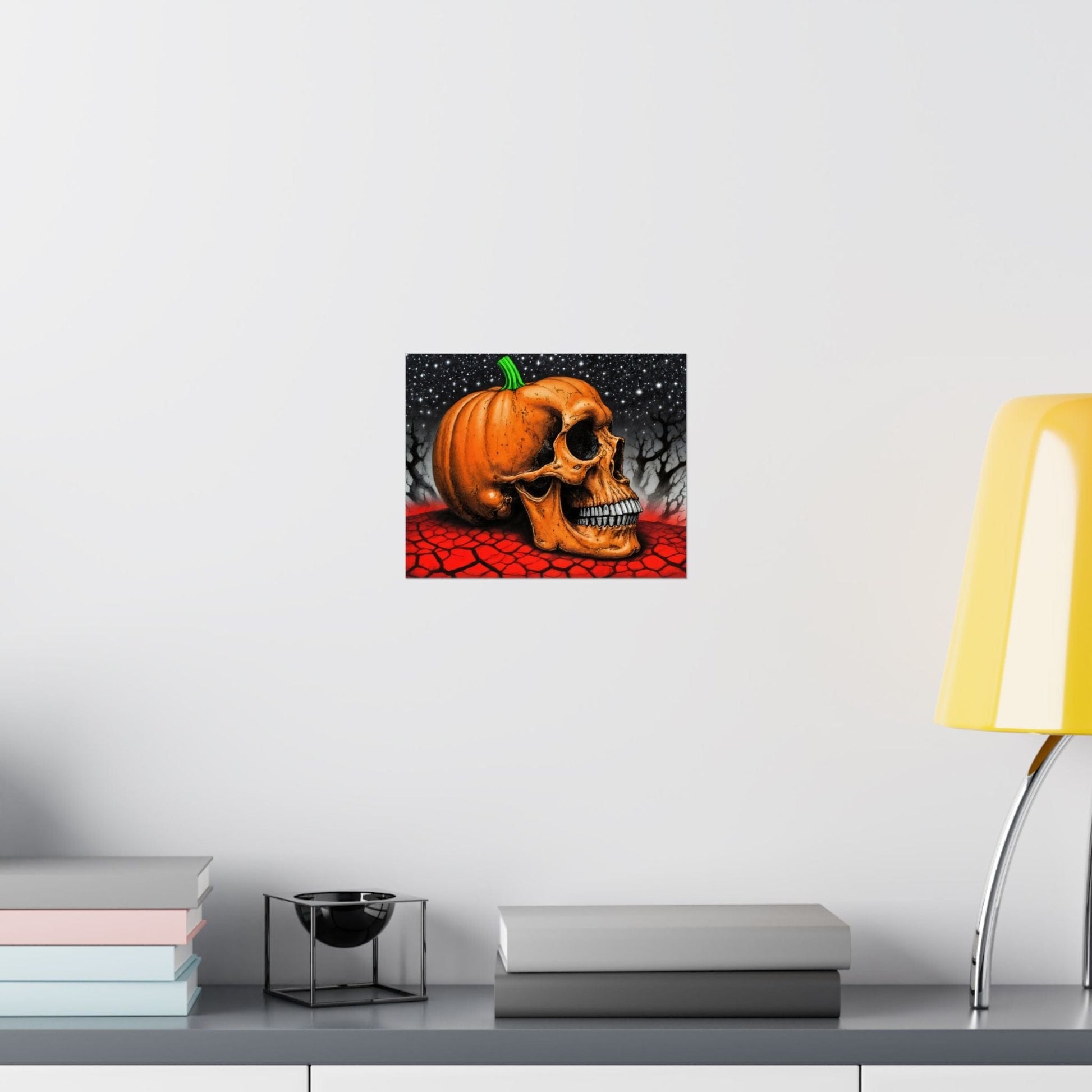 Printify Poster Spooky Halloween Art Print: Gothic Skull & Pumpkin Matte Poster for Seasonal Home Decor