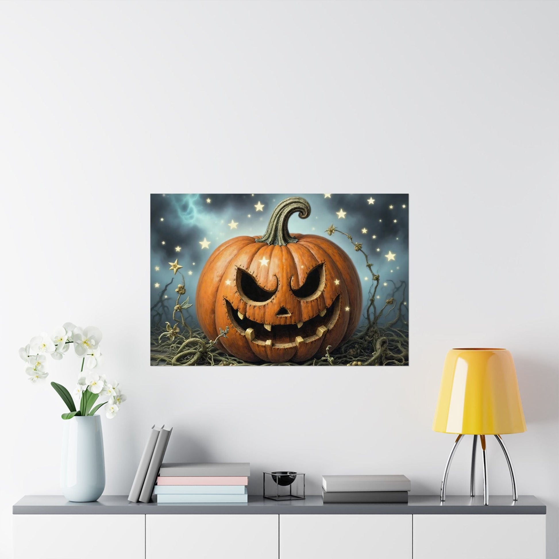 Printify Poster Spooky Pumpkin Wall Art: Autumn Decor for Halloween Parties, Gothic Home Decoration, Matte Posters