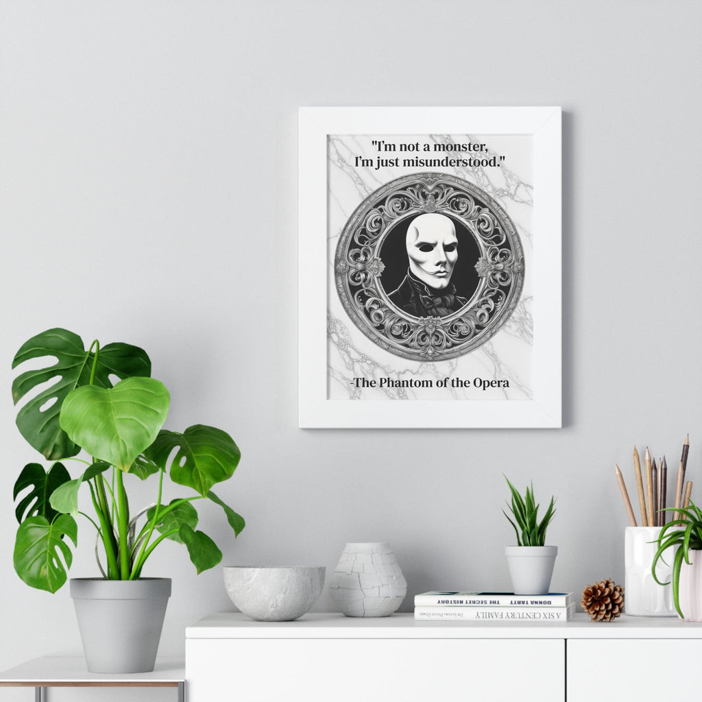 Printify Poster The Phantom of the Opera Inspirational Quote Art Decor Framed Wall Art for Home Office Gift - Perfect Quote Print for Music and Mystery Fans