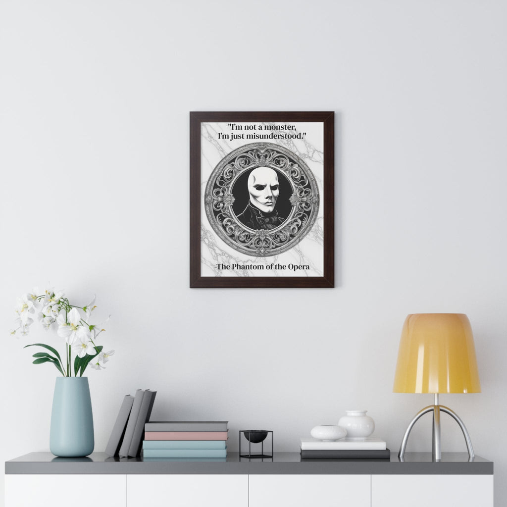 Printify Poster The Phantom of the Opera Inspirational Quote Art Decor Framed Wall Art for Home Office Gift - Perfect Quote Print for Music and Mystery Fans