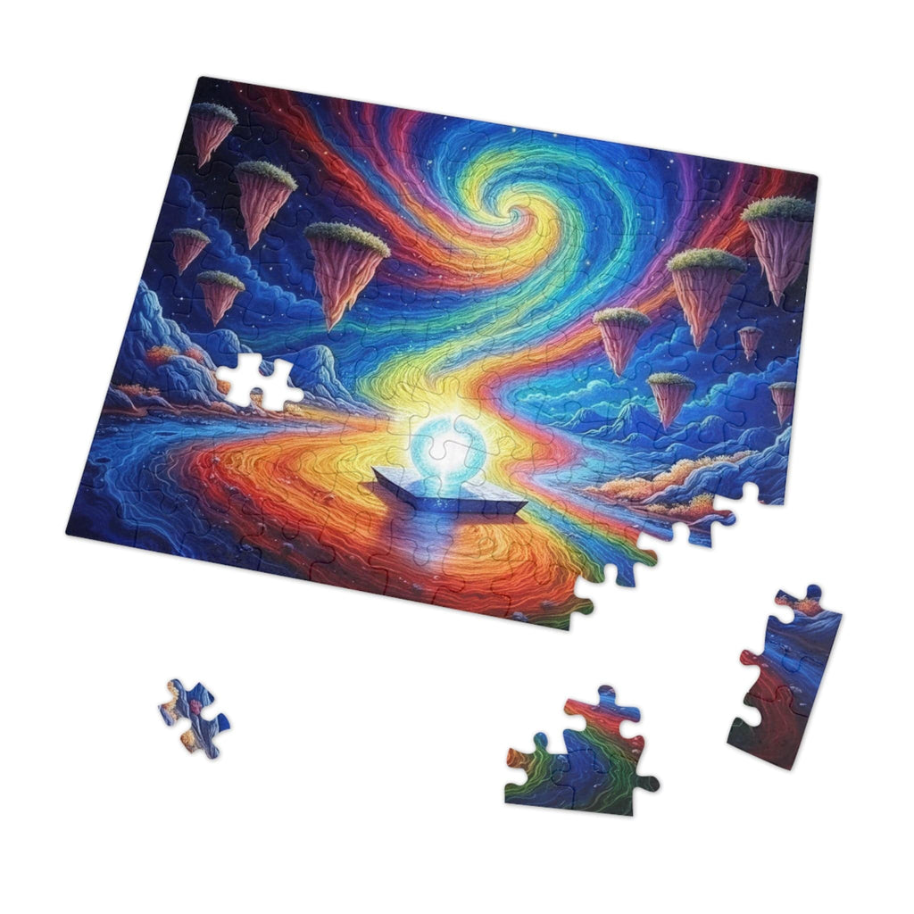 Printify Puzzle 10" × 8" (110 pcs) Prism Planet Light Orb  - Jigsaw Puzzle with Tin Box