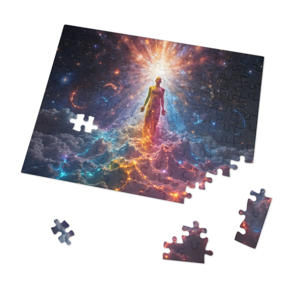 Printify Puzzle 10" × 8" (110 pcs) Prismatic Nexus: The Interdimensional Breakthrough  - Jigsaw Puzzle with Tin Box