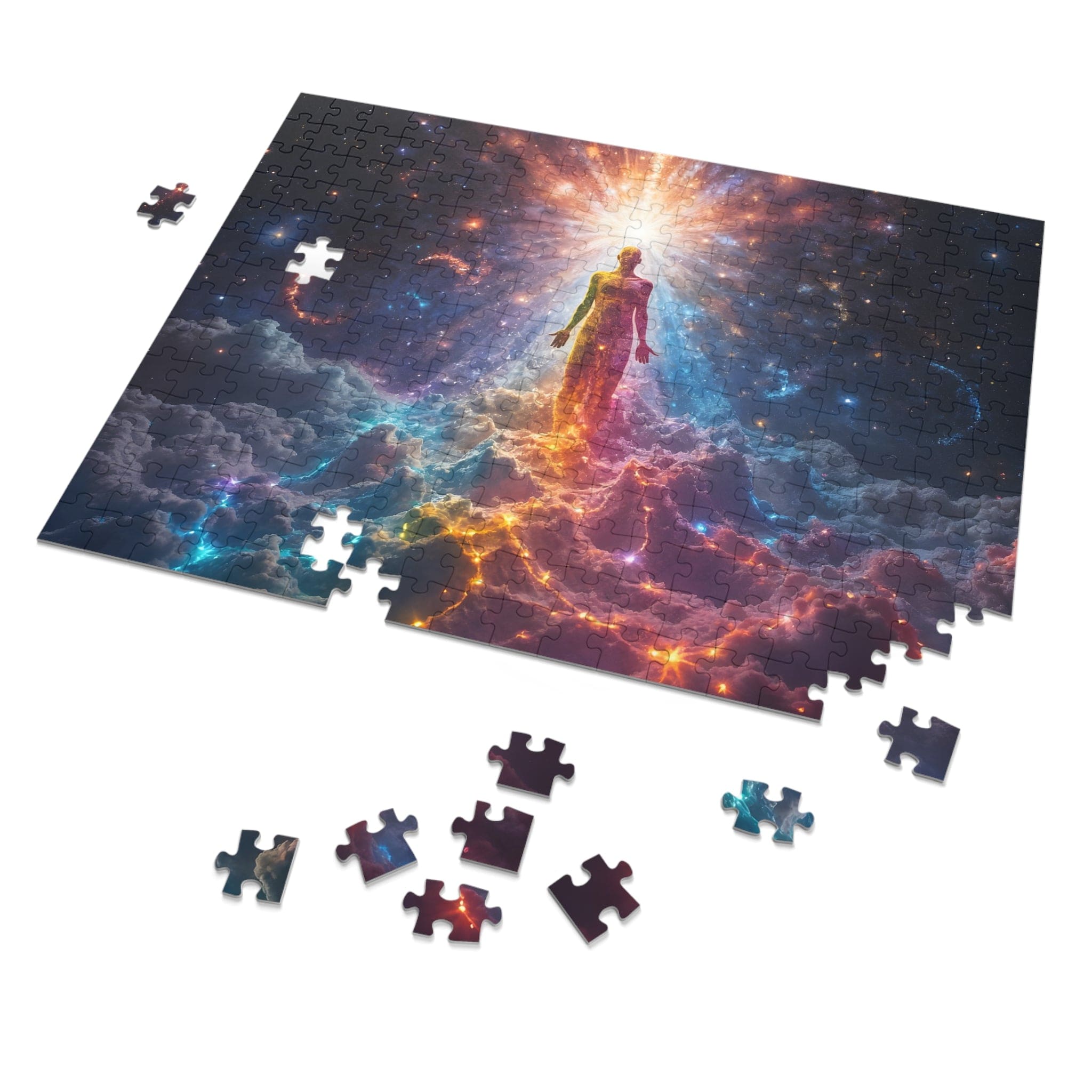 Printify Puzzle 14" × 11" (252 pcs) Prismatic Nexus: The Interdimensional Breakthrough  - Jigsaw Puzzle with Tin Box
