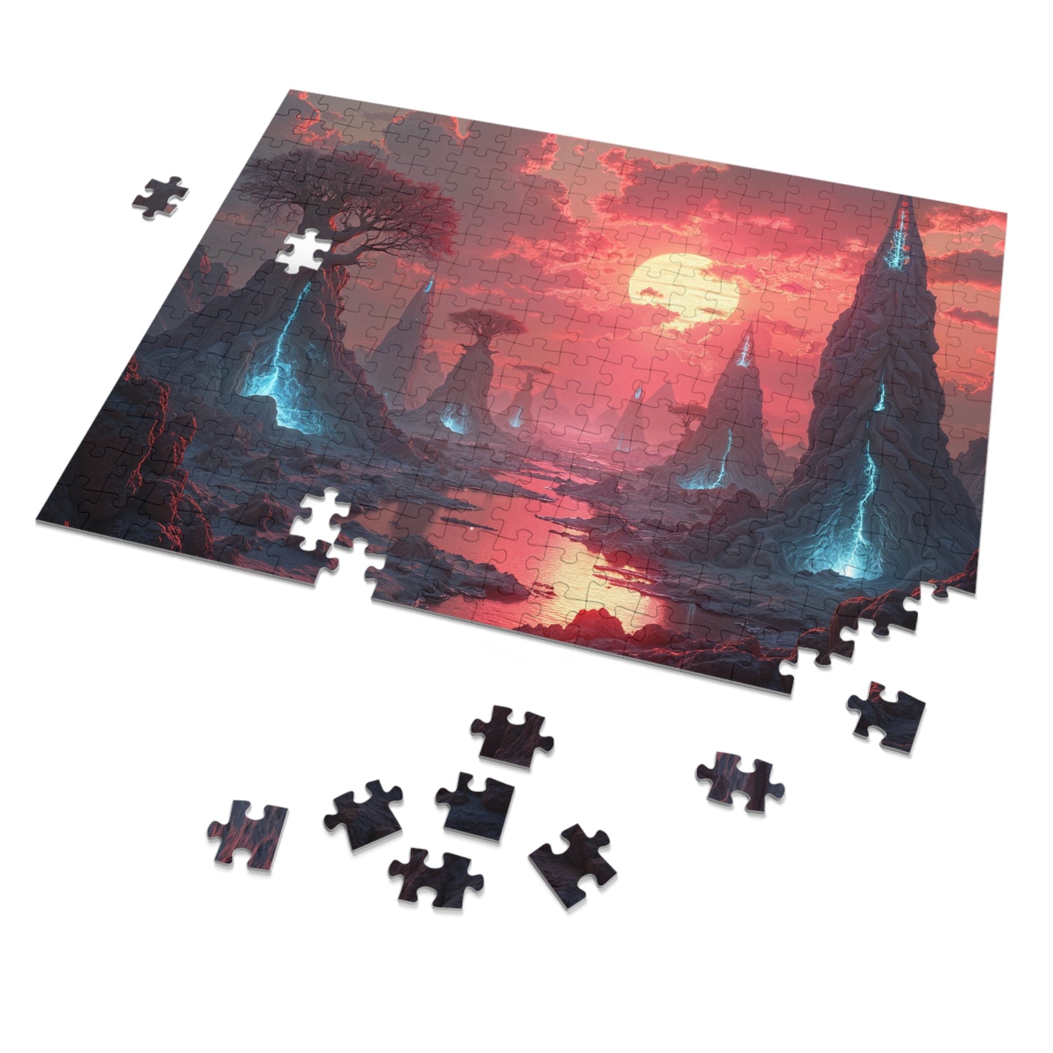 Printify Puzzle 14" × 11" (252 pcs) Surreal Valley of Cosmic Wonders  - Jigsaw Puzzle with Tin Box