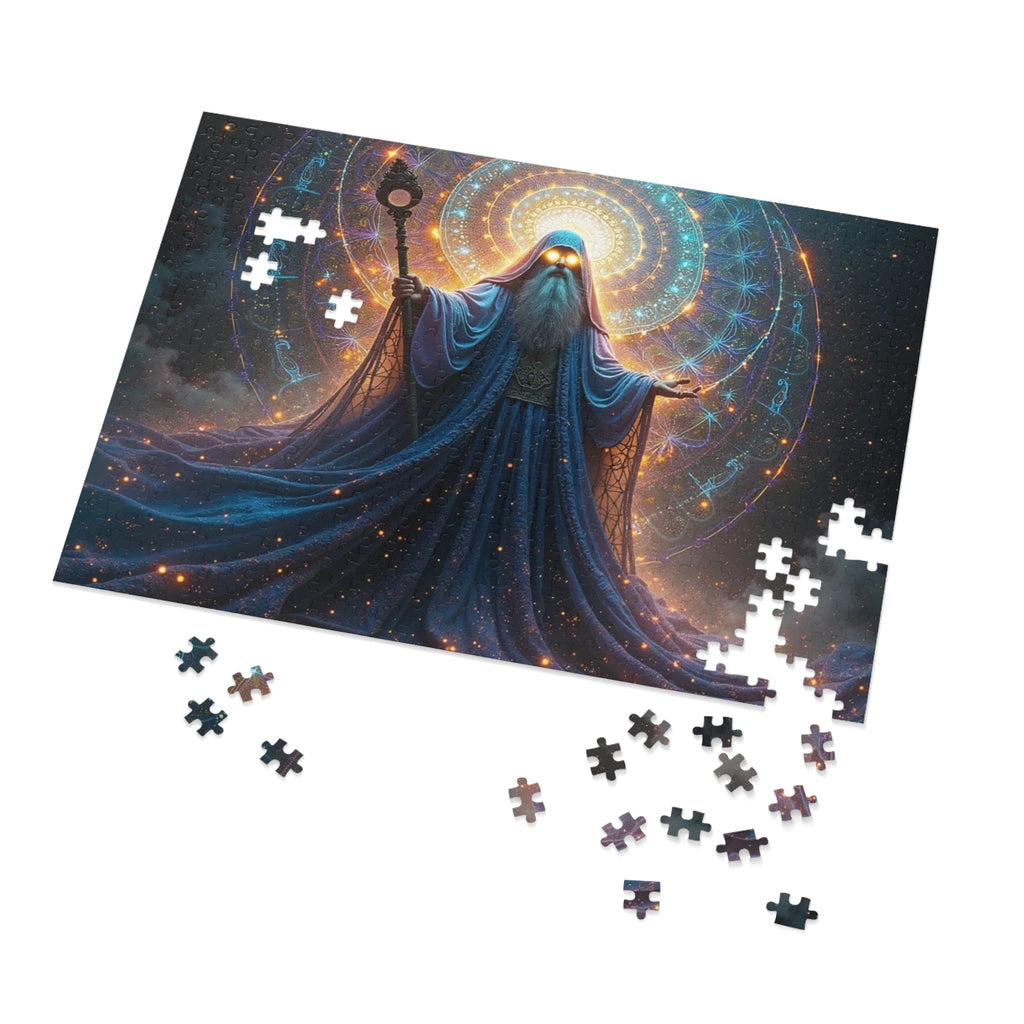 Printify Puzzle 21" × 15.5" (500 pcs) Kaleidoscopic Sorcery: The Arcane Dimensions Unraveled  - Jigsaw Puzzle with Tin Box