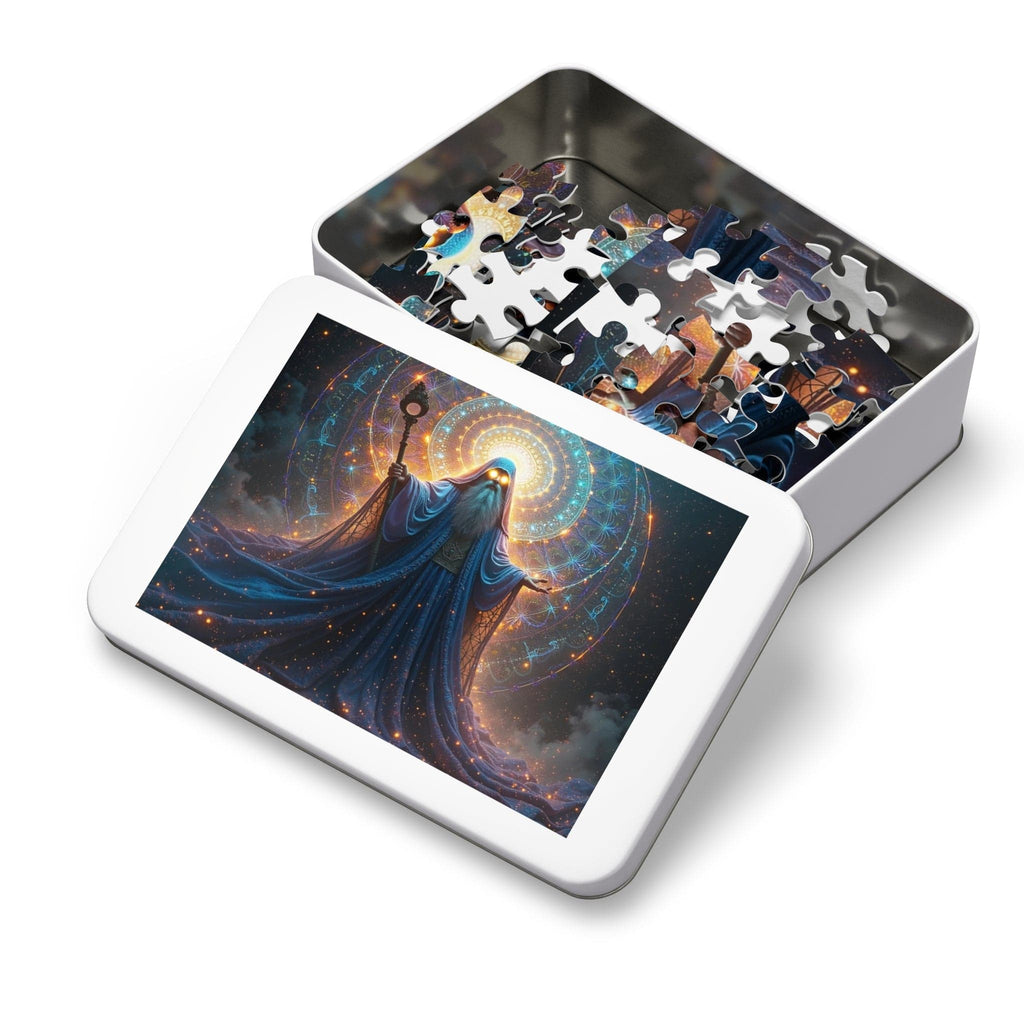Printify Puzzle Kaleidoscopic Sorcery: The Arcane Dimensions Unraveled  - Jigsaw Puzzle with Tin Box