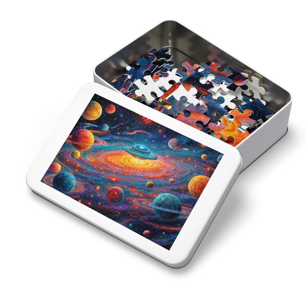 Printify Puzzle Mythic Orbit Galaxy  - Jigsaw Puzzle with Tin Box