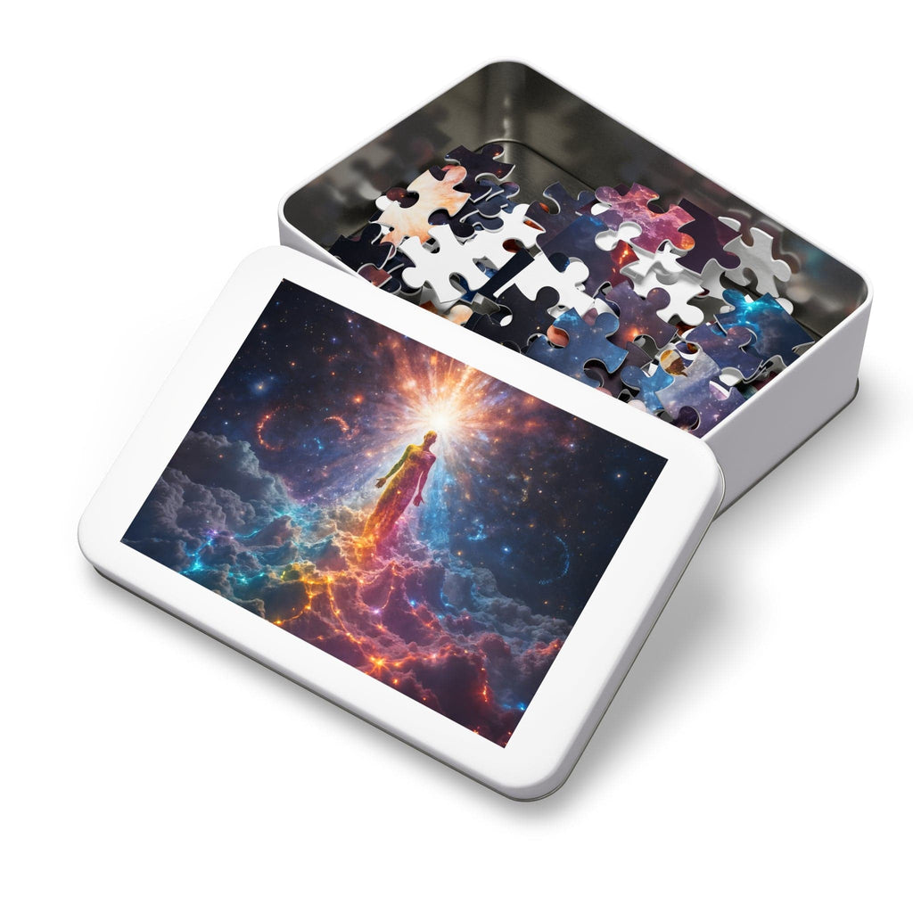 Printify Puzzle Prismatic Nexus: The Interdimensional Breakthrough  - Jigsaw Puzzle with Tin Box