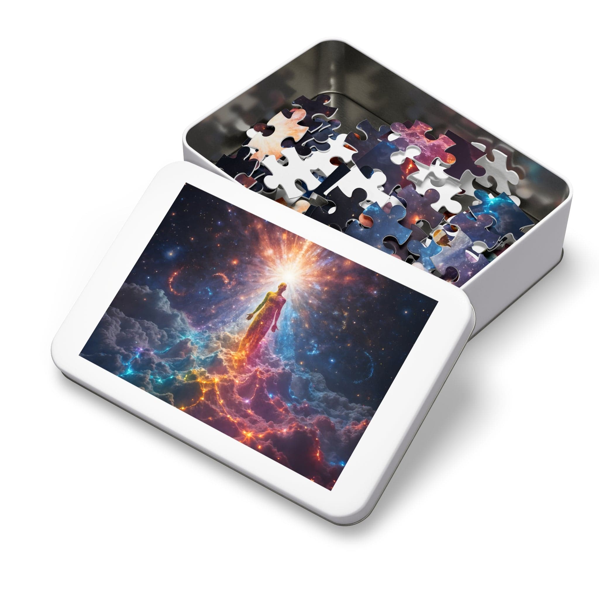 Printify Puzzle Prismatic Nexus: The Interdimensional Breakthrough  - Jigsaw Puzzle with Tin Box