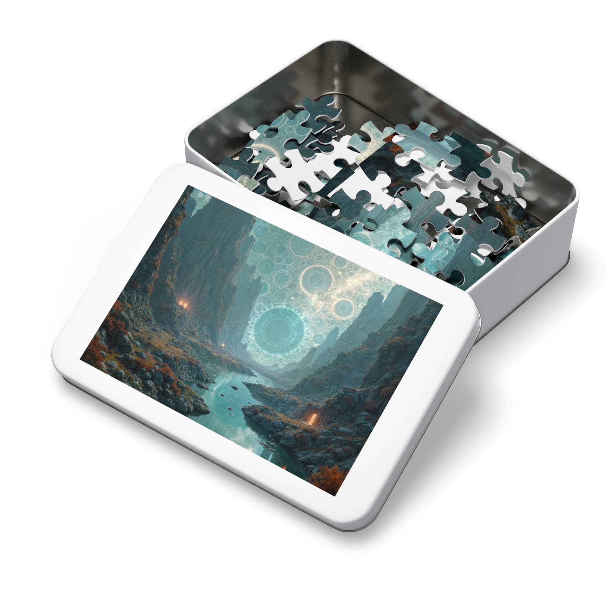 Printify Puzzle The Enigma of the Impossible Realm  - Jigsaw Puzzle with Tin Box