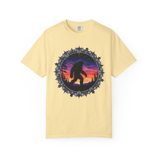 Printify T-Shirt Banana / S Bigfoot Sunset Unisex T-Shirt, Nature Lover Shirt, Camping Tee, Outdoor Adventure Top, Gift for Him/Her, Unique Graphic Tee