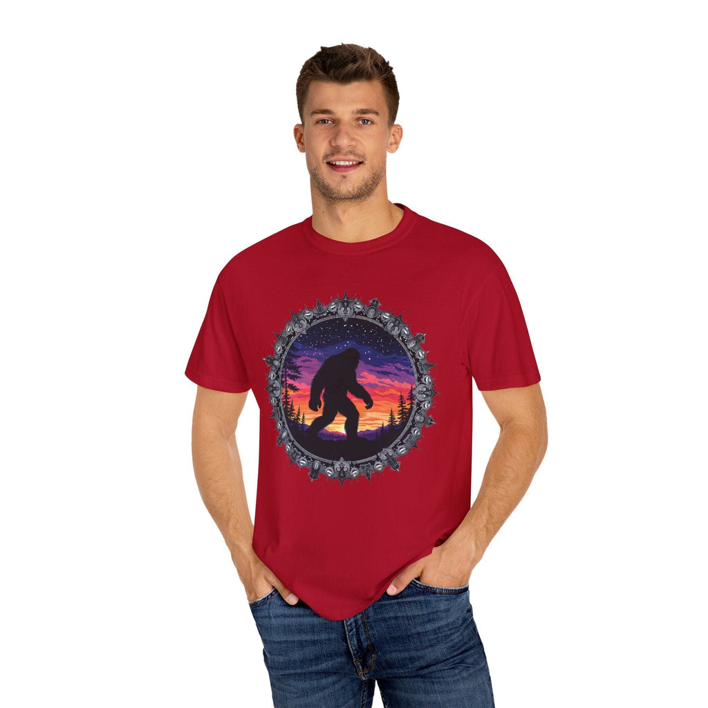 Printify T-Shirt Bigfoot Sunset Unisex T-Shirt, Nature Lover Shirt, Camping Tee, Outdoor Adventure Top, Gift for Him/Her, Unique Graphic Tee