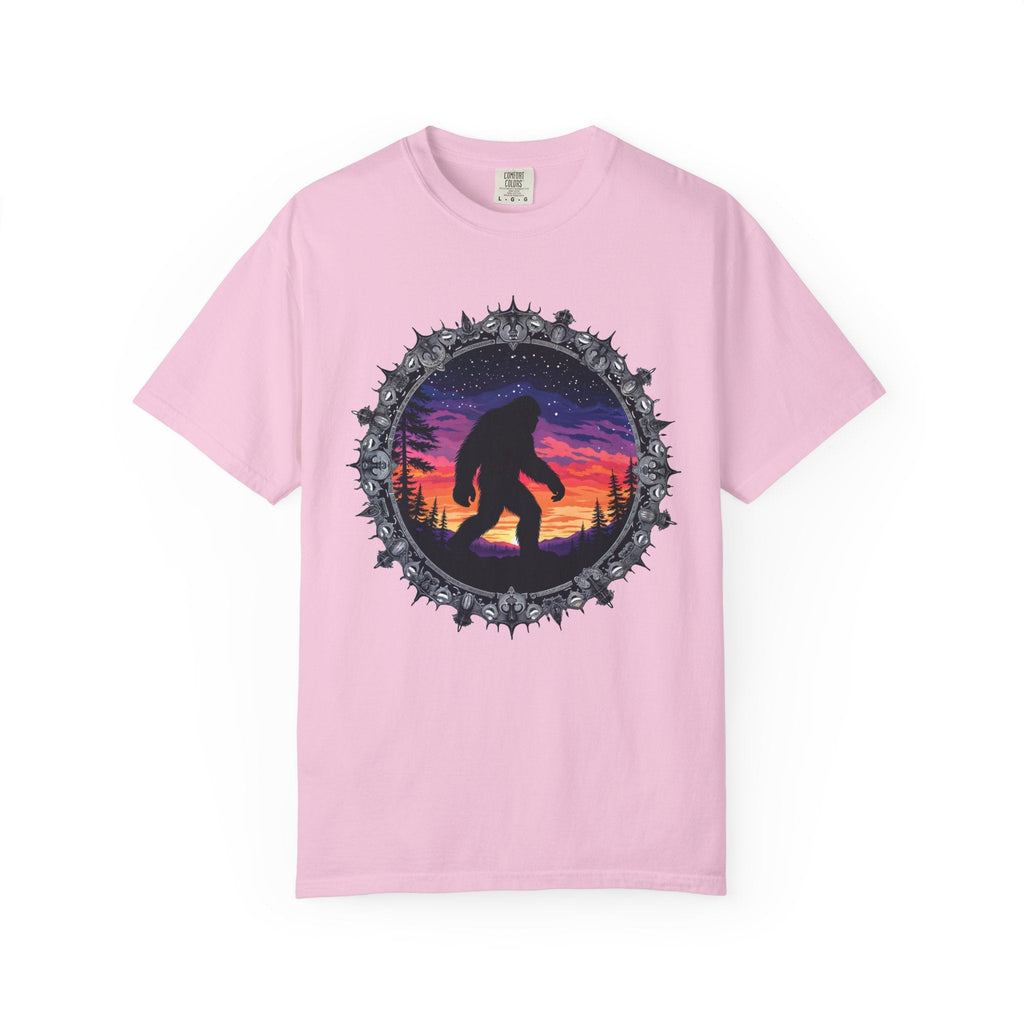 Printify T-Shirt Blossom / S Bigfoot Sunset Unisex T-Shirt, Nature Lover Shirt, Camping Tee, Outdoor Adventure Top, Gift for Him/Her, Unique Graphic Tee