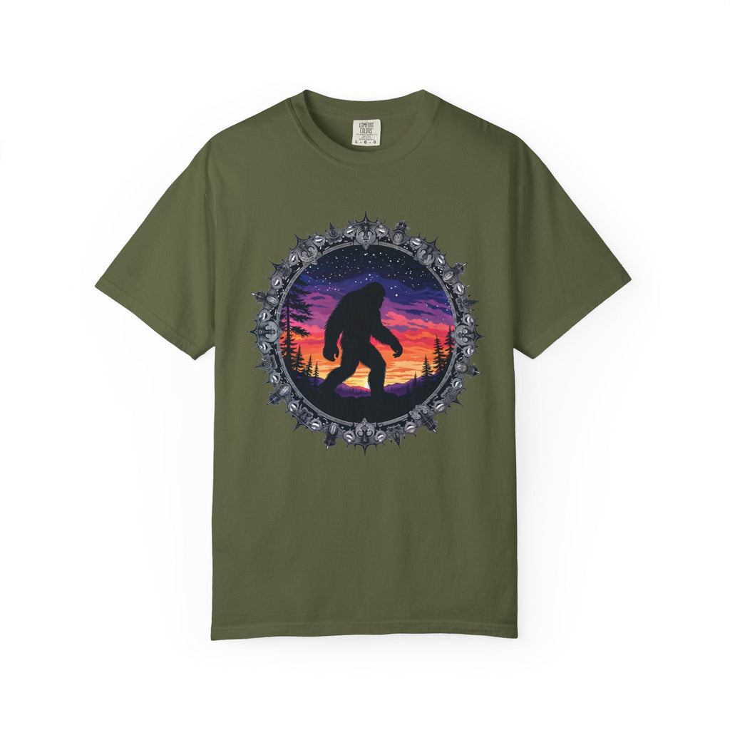 Printify T-Shirt Hemp / S Bigfoot Sunset Unisex T-Shirt, Nature Lover Shirt, Camping Tee, Outdoor Adventure Top, Gift for Him/Her, Unique Graphic Tee