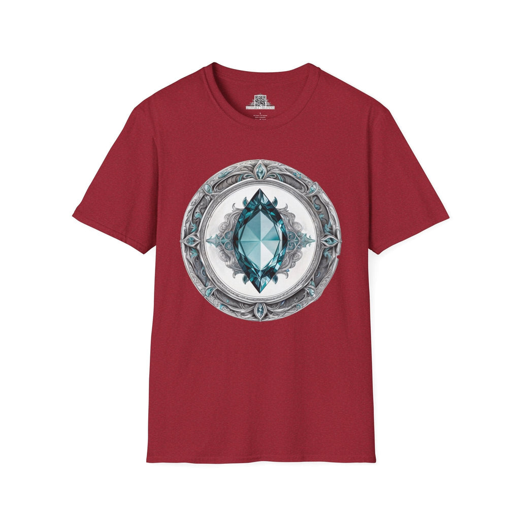 Printify T-Shirt S / Antique Cherry Red Aquamarine Crystals Gemstones - T-Shirt