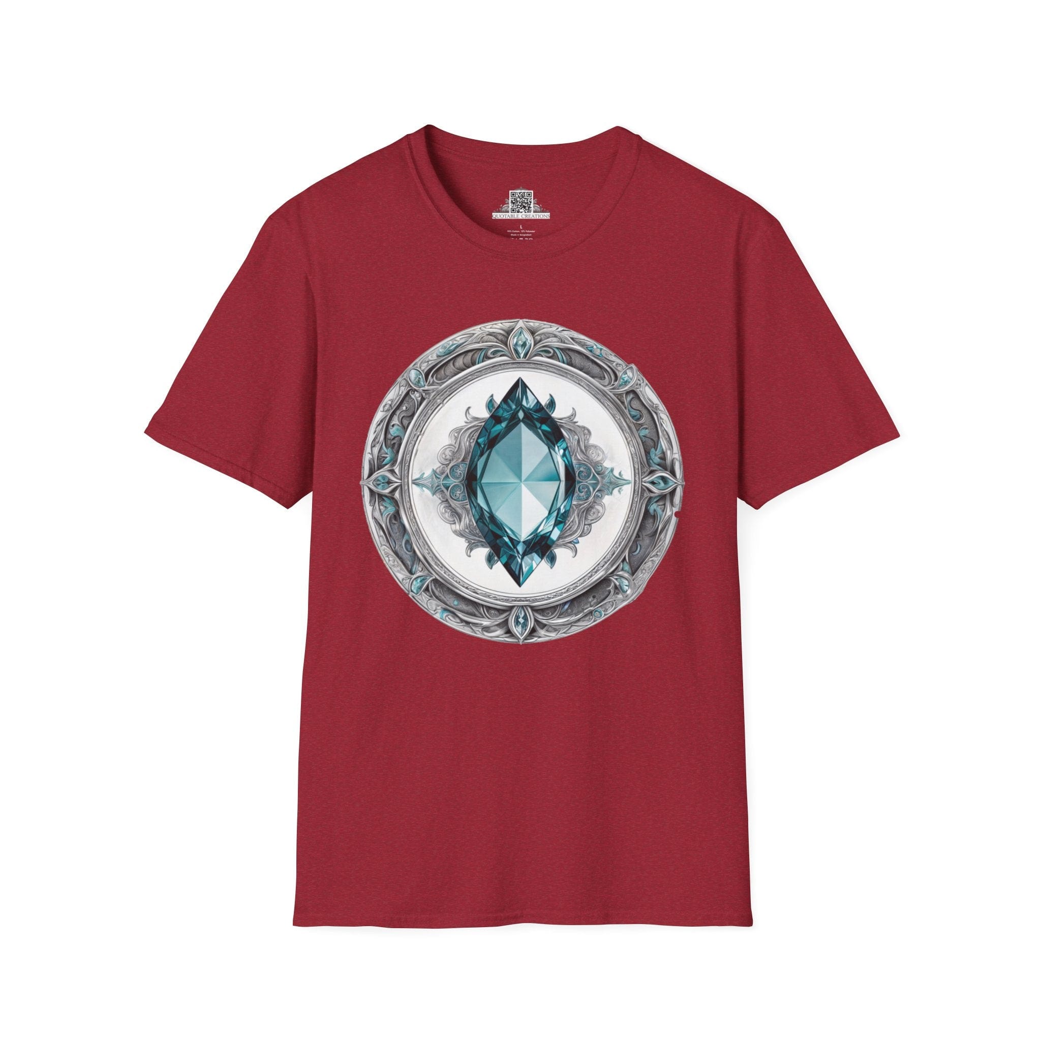 Printify T-Shirt S / Antique Cherry Red Aquamarine Crystals Gemstones - T-Shirt