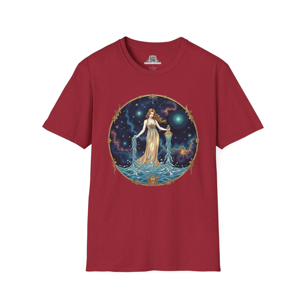 Printify T-Shirt S / Antique Cherry Red Aquarius Zodiac Astrology - T-Shirt